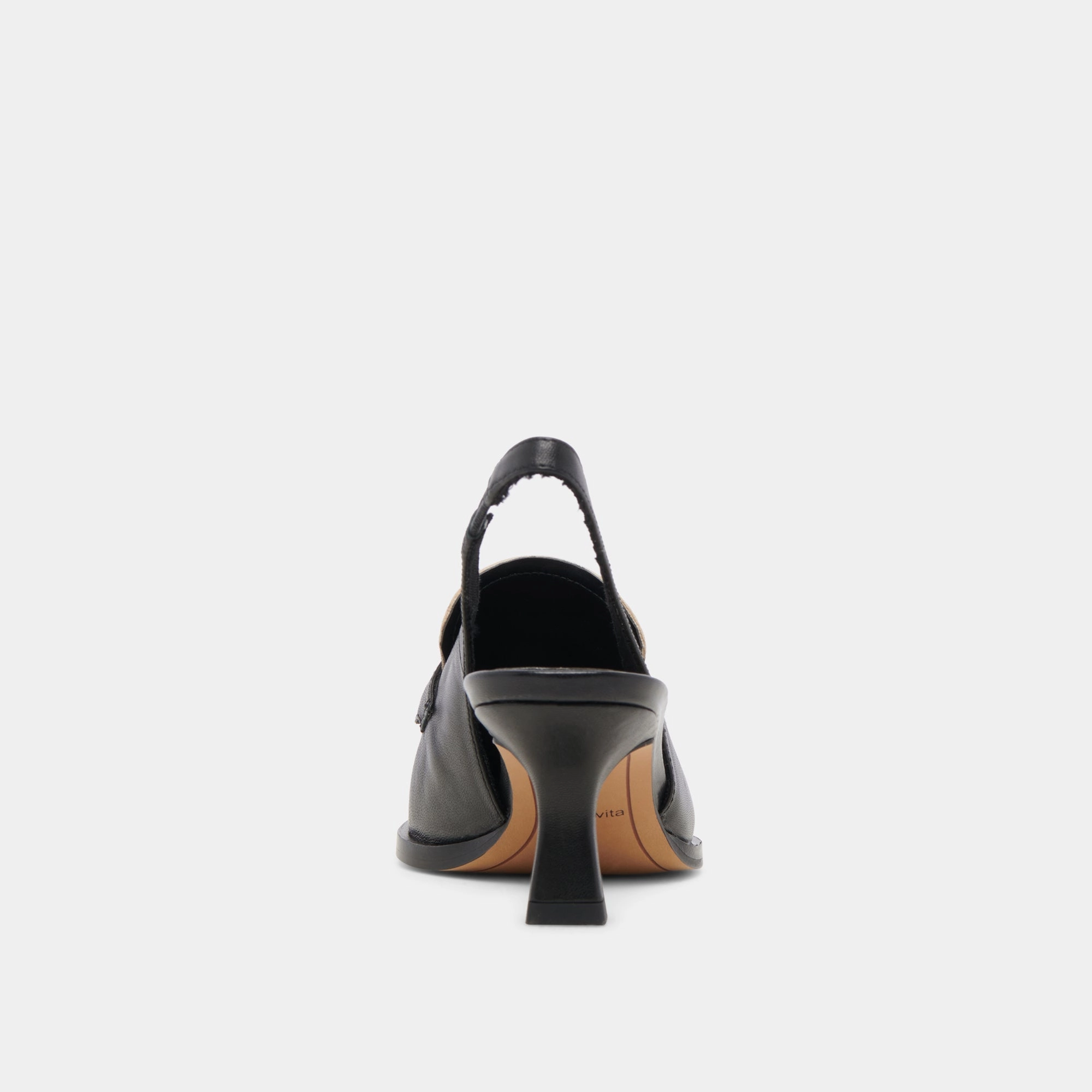 ADELE HEELS BLACK WHITE LEATHER - re:vita