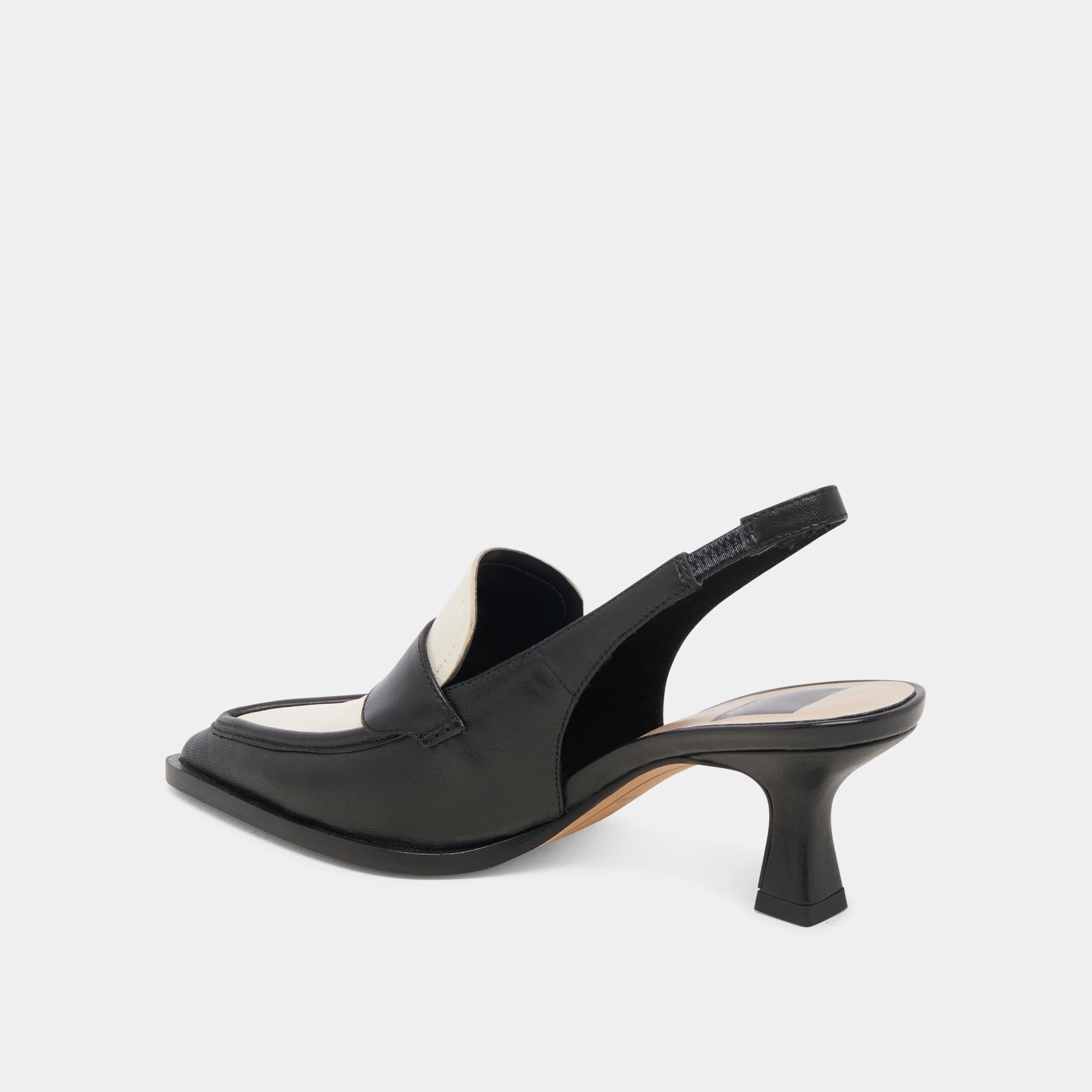 ADELE HEELS BLACK WHITE LEATHER - re:vita
