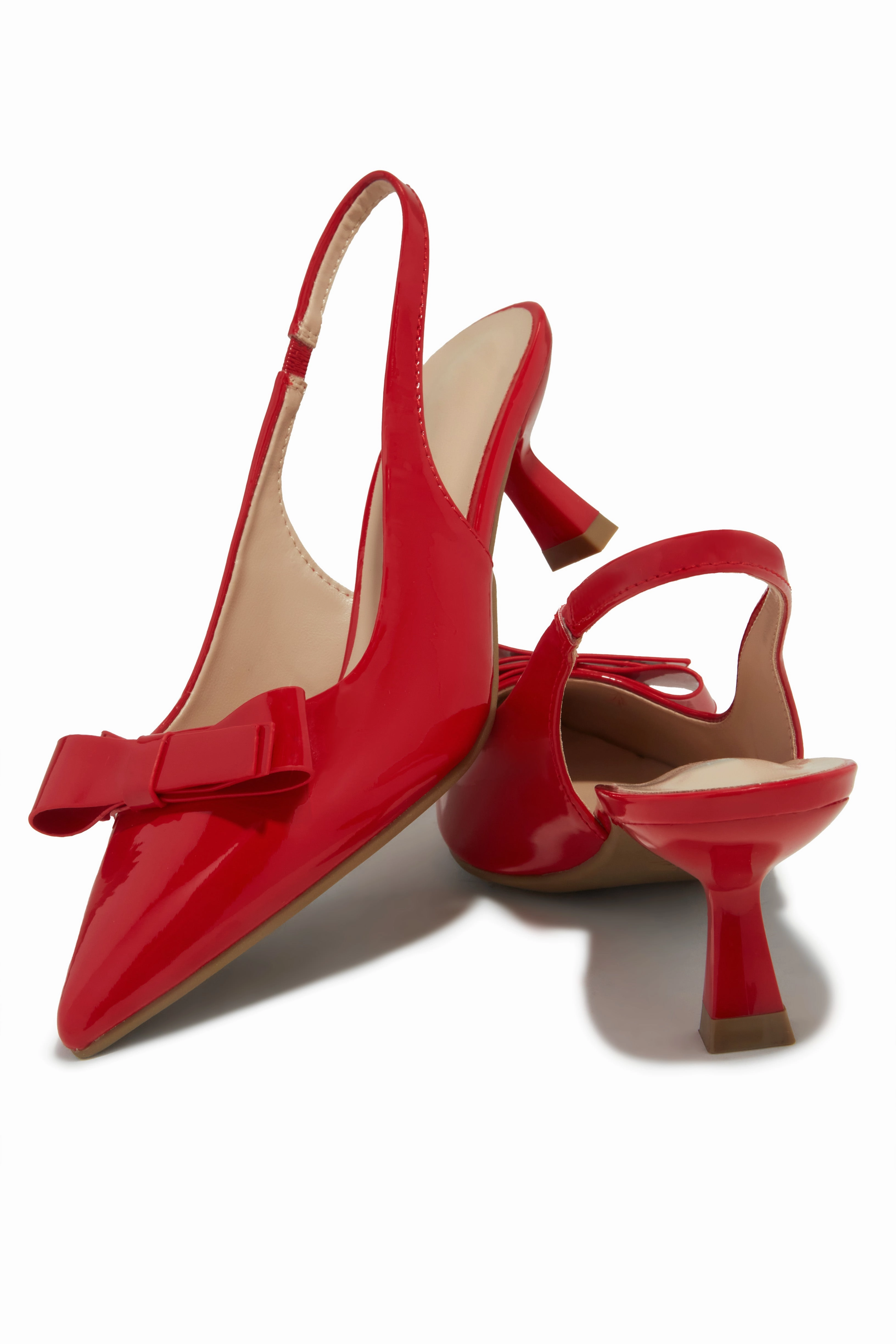 Alayna Mid Heel Slingback Pumps - Red