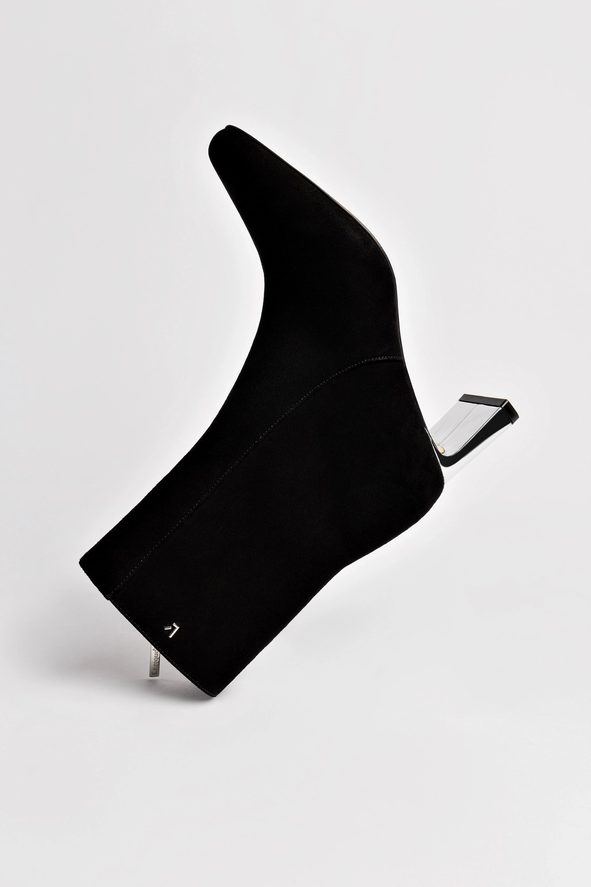 Alexis Bootie In Black Suede and Silver Heel