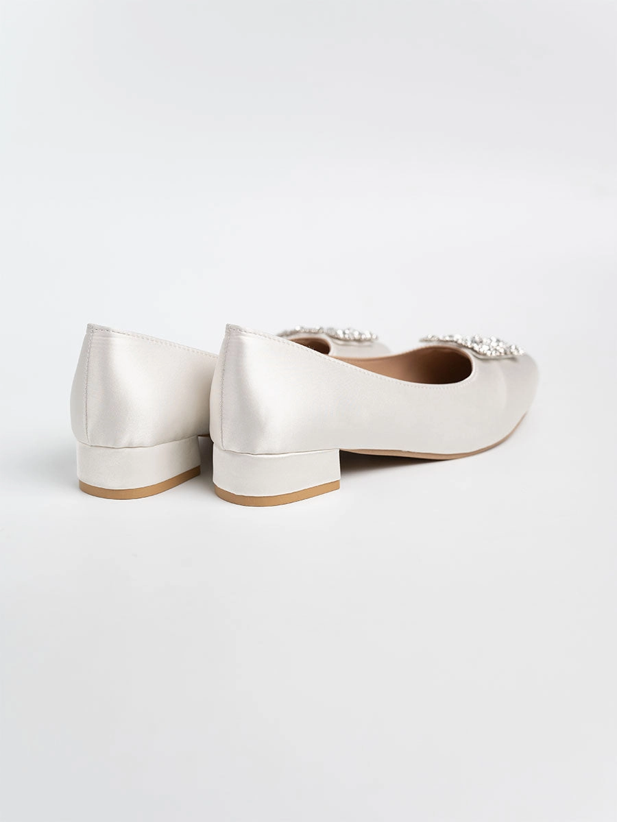 Alyssa Rhinestone Satin Low Heels