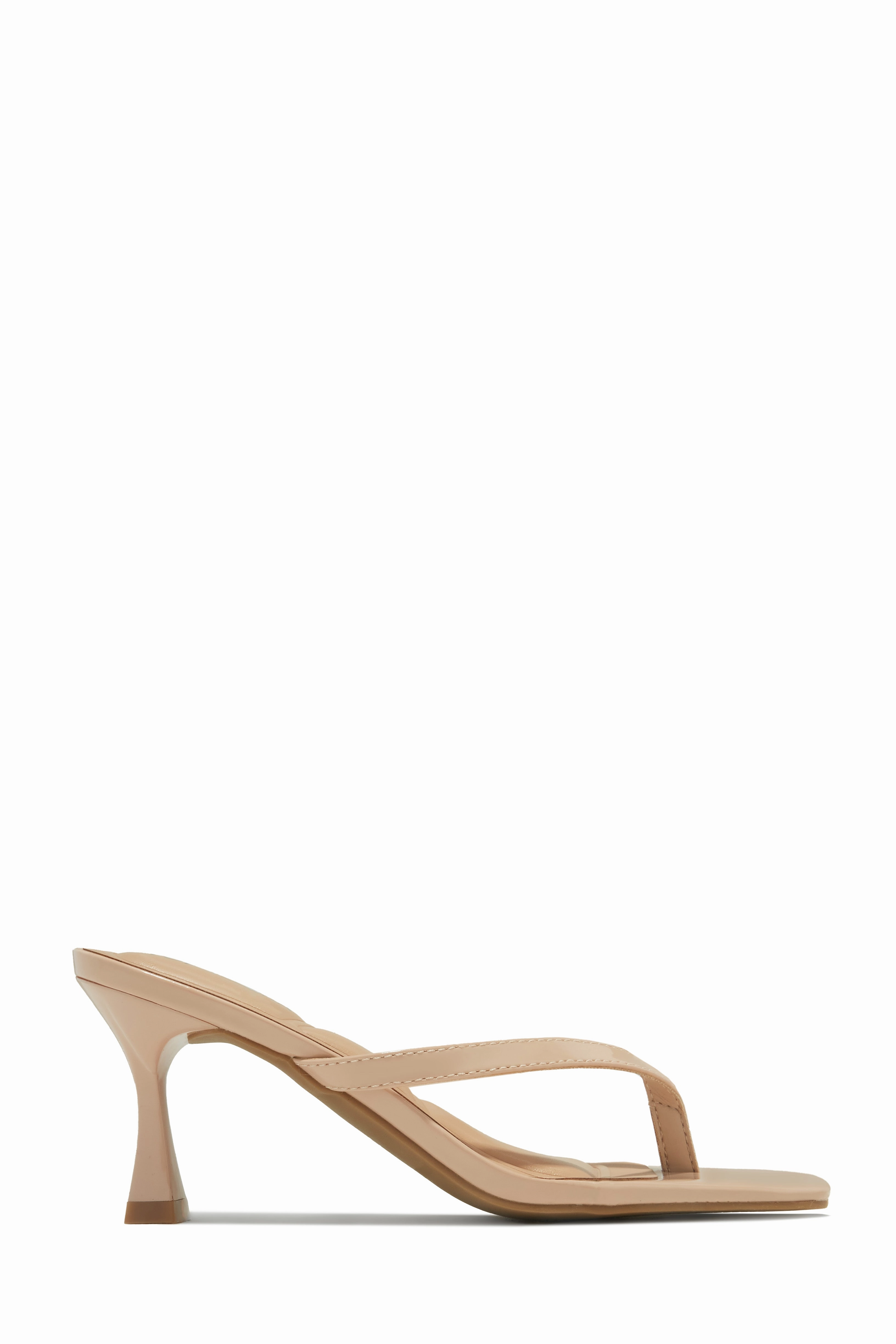 Angelie Mid Heel Mules - Nude