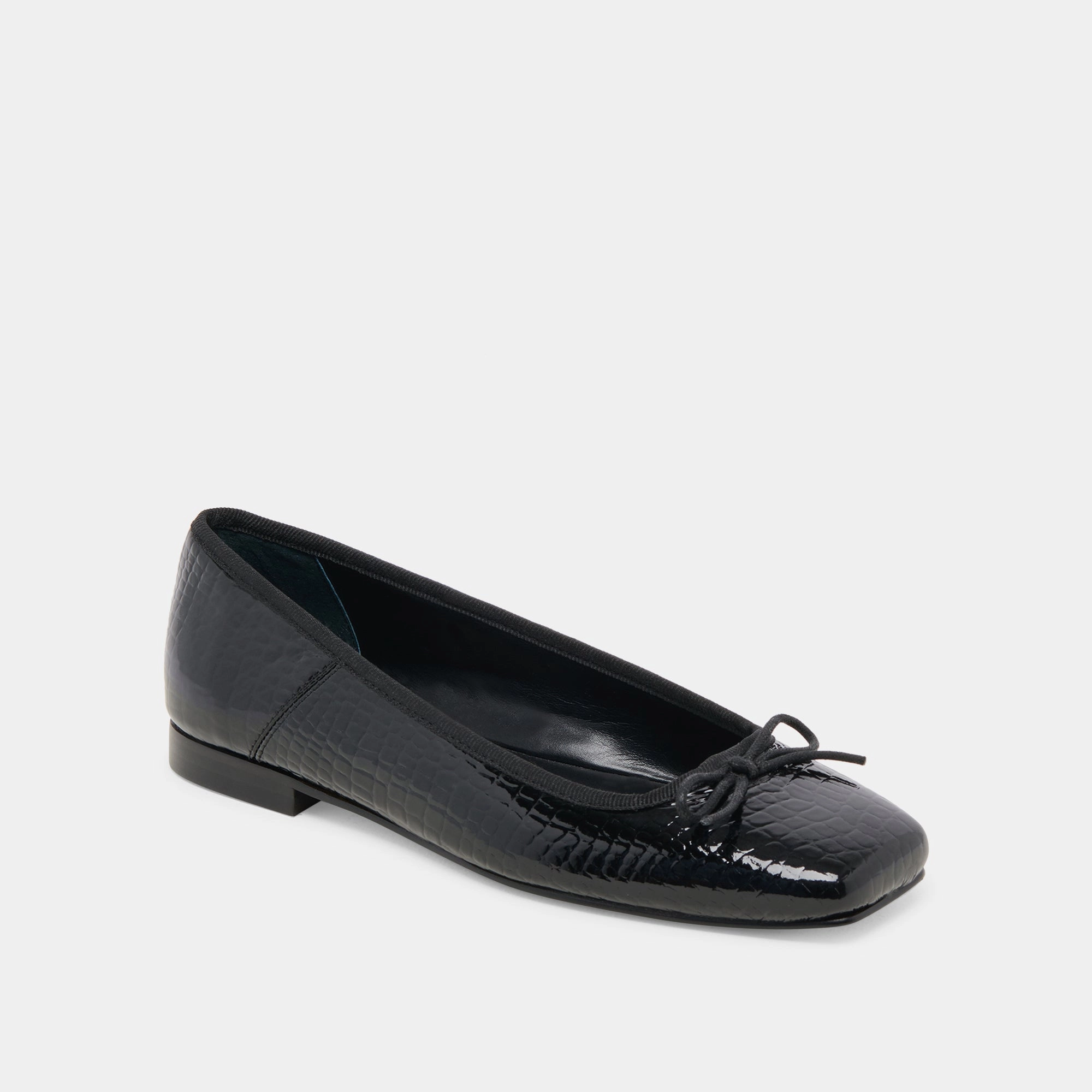 ANISA BALLET FLATS NOIR EMBOSSED LEATHER