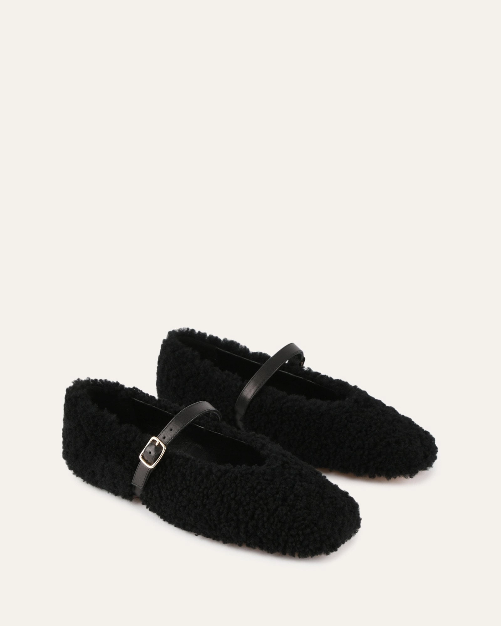 APRIL CASUAL FLATS BLACK SHEARLING