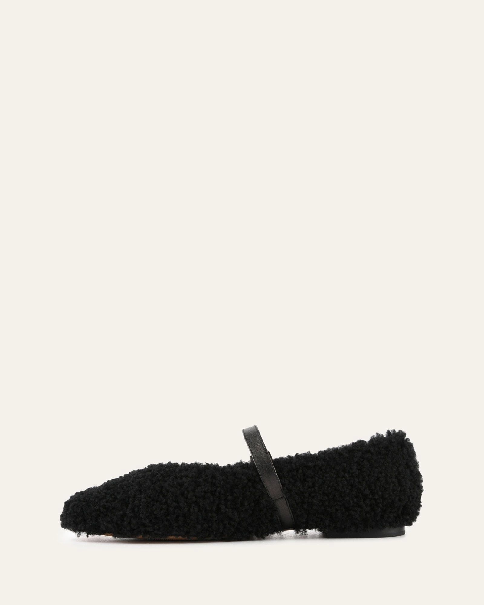 APRIL CASUAL FLATS BLACK SHEARLING