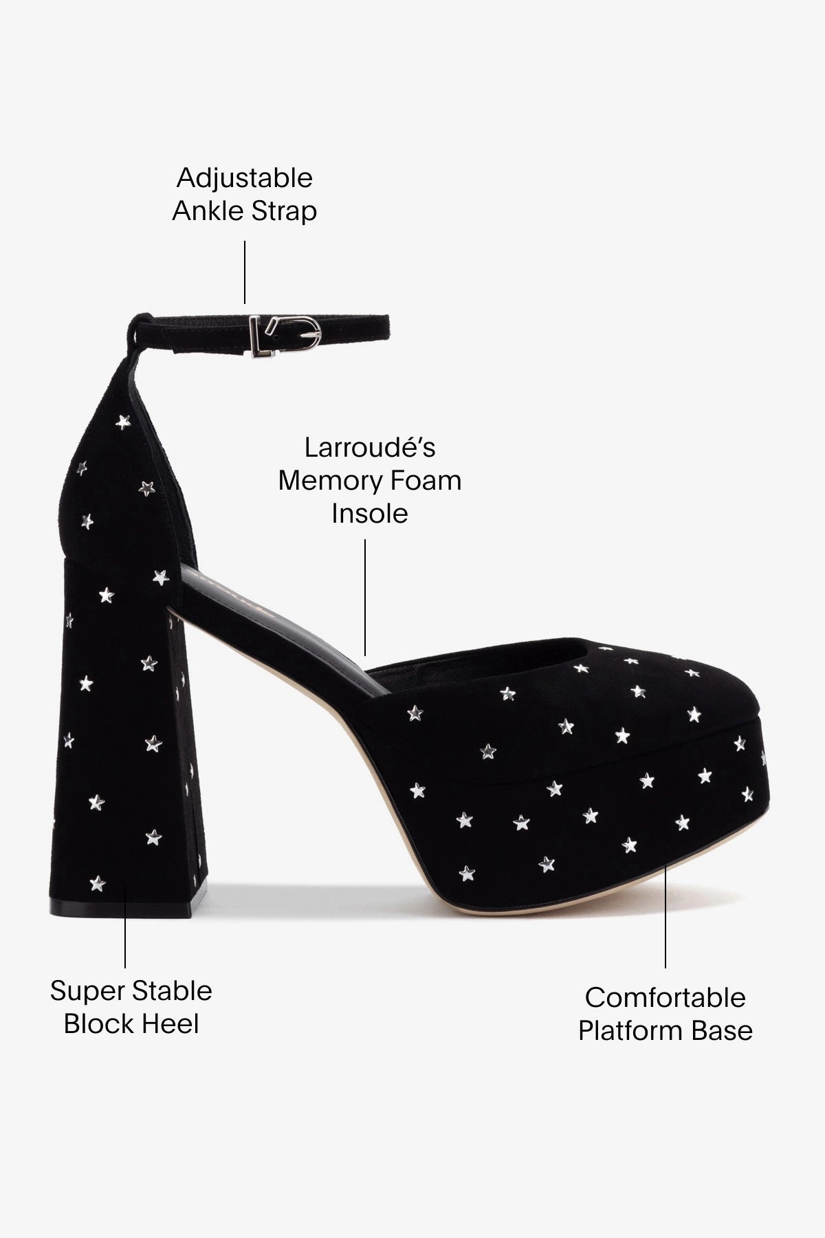 Ari Pump In Black Suede and Silver Stars