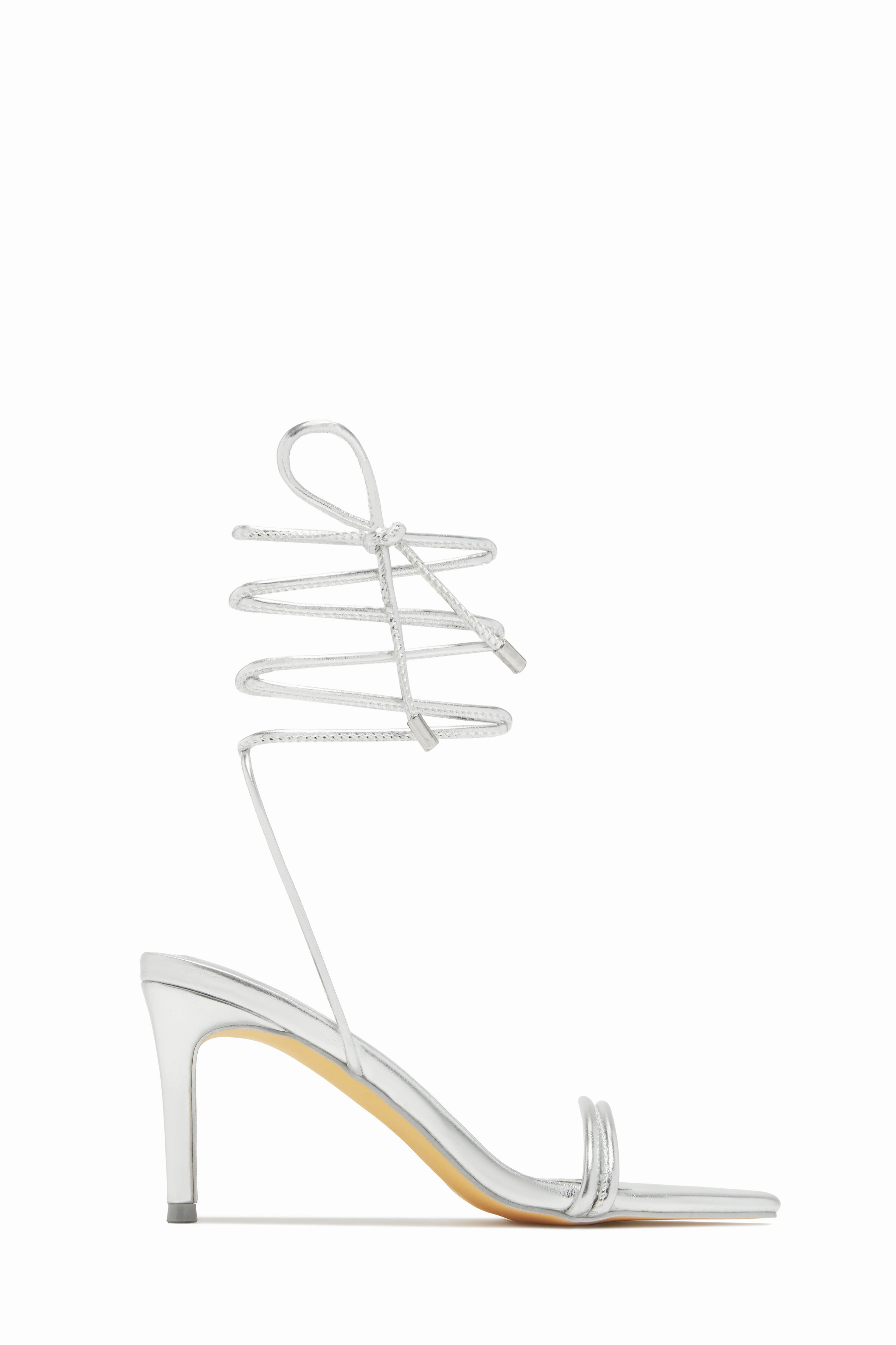 Ashantii Lace Up Mid Heels - Silver