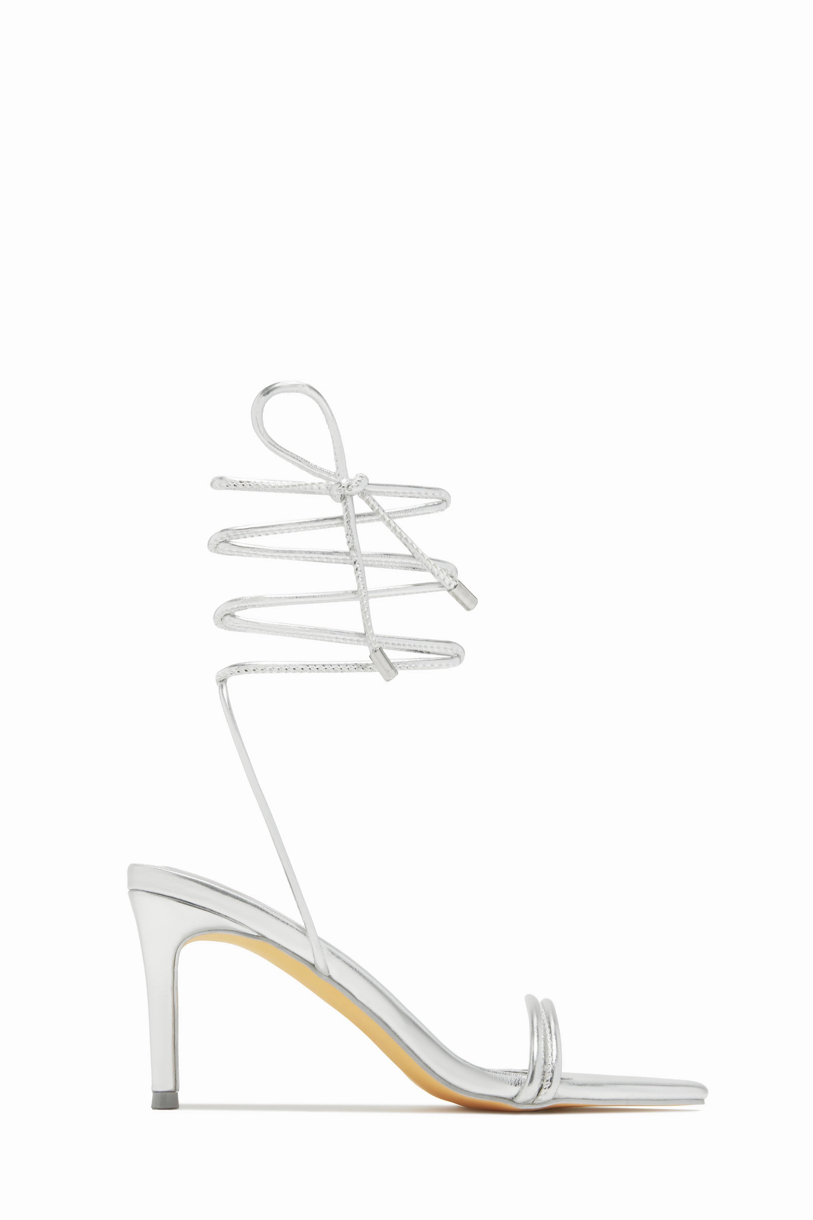 Ashantii Lace Up Mid Heels - Silver