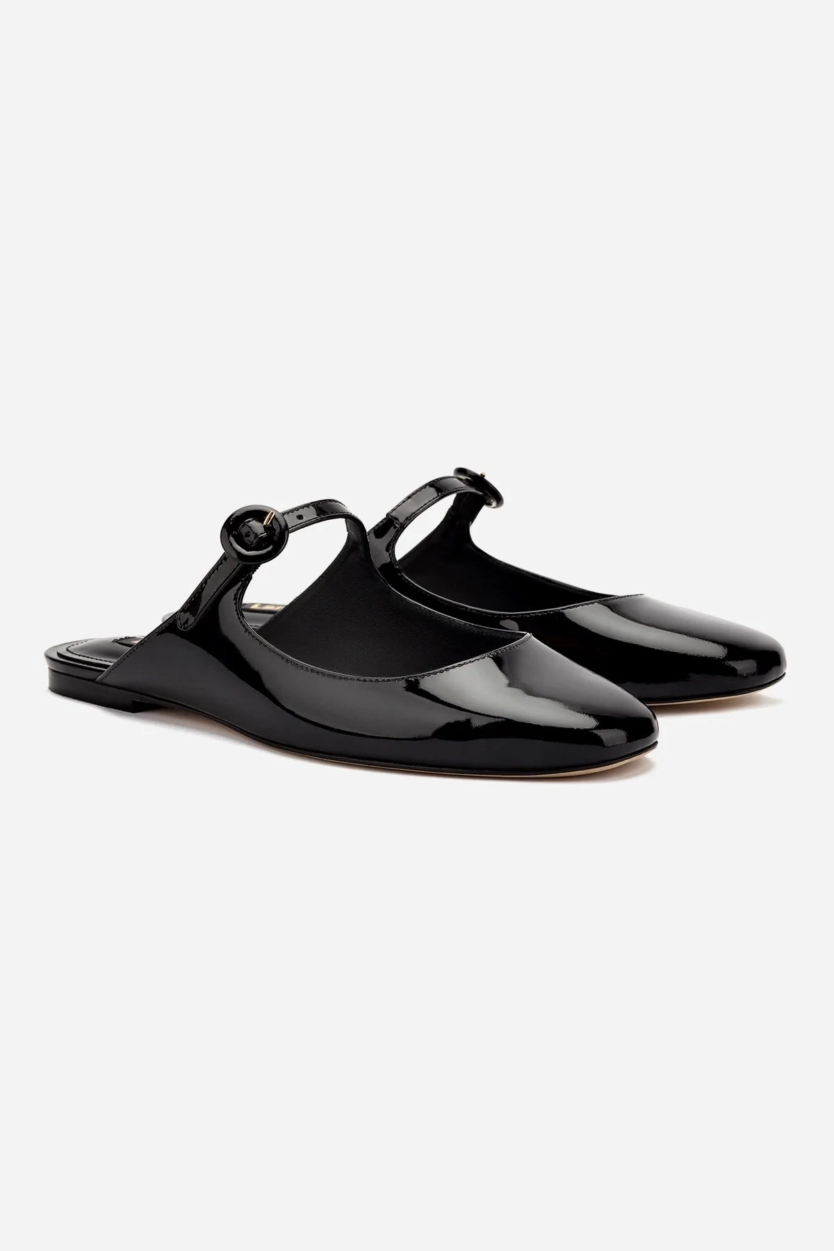 Blair Flat Mule In Black Patent Leather