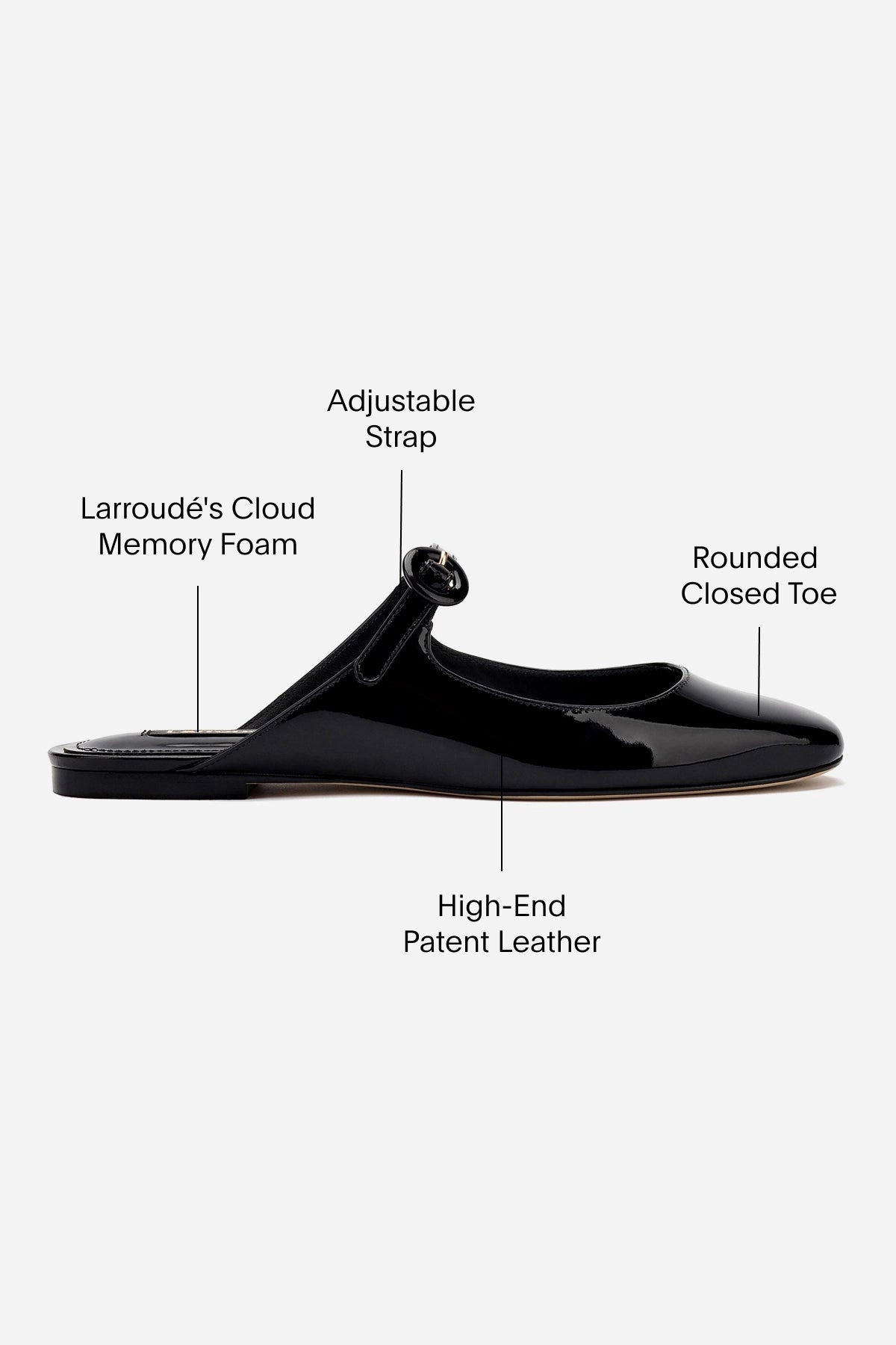 Blair Flat Mule In Black Patent Leather