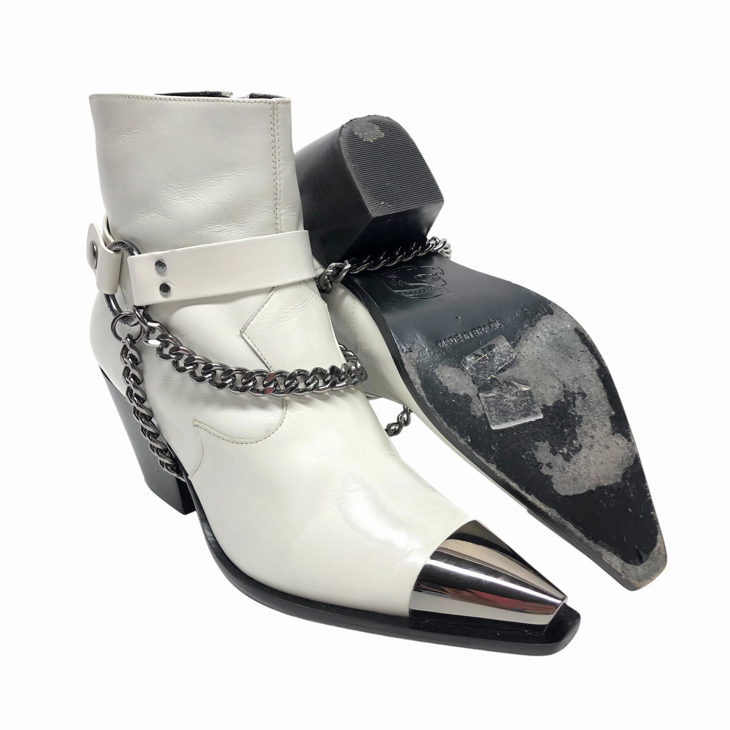 Boots Ankle Heels By Dundas In White, Size: 7