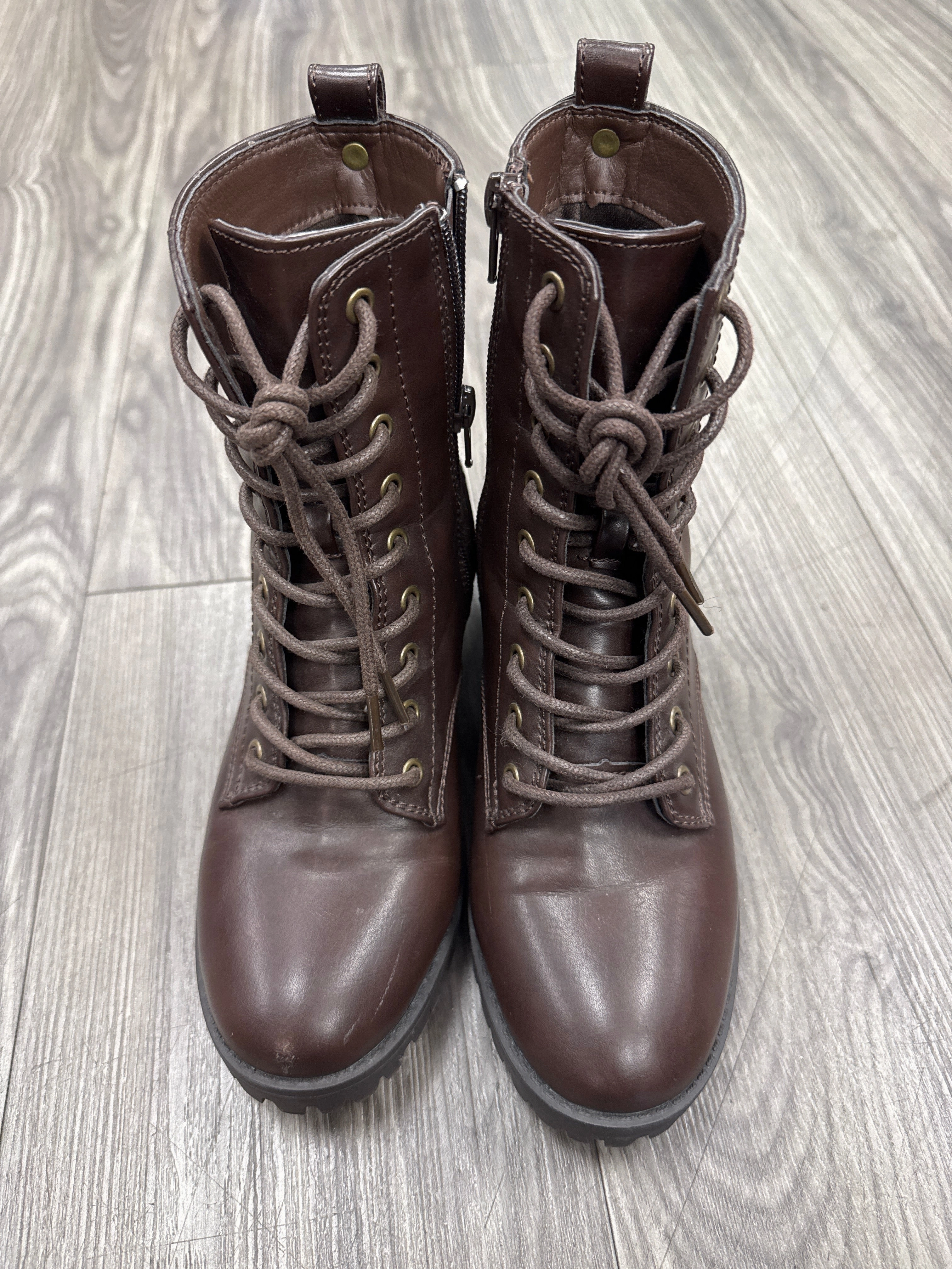 Boots Ankle Heels By Sugar In Brown, Size: 6