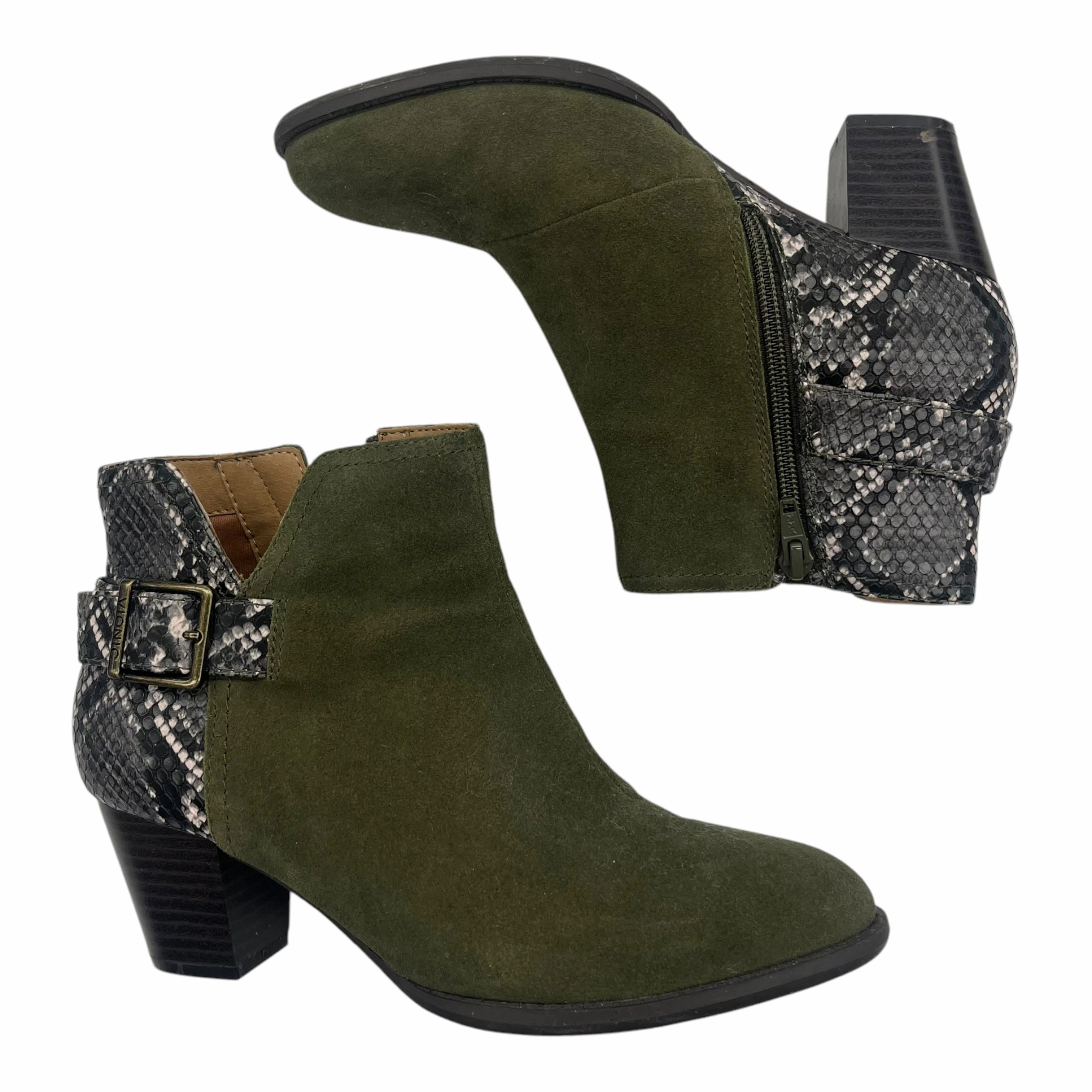 Boots Ankle Heels By Vionic In Green, Size:6