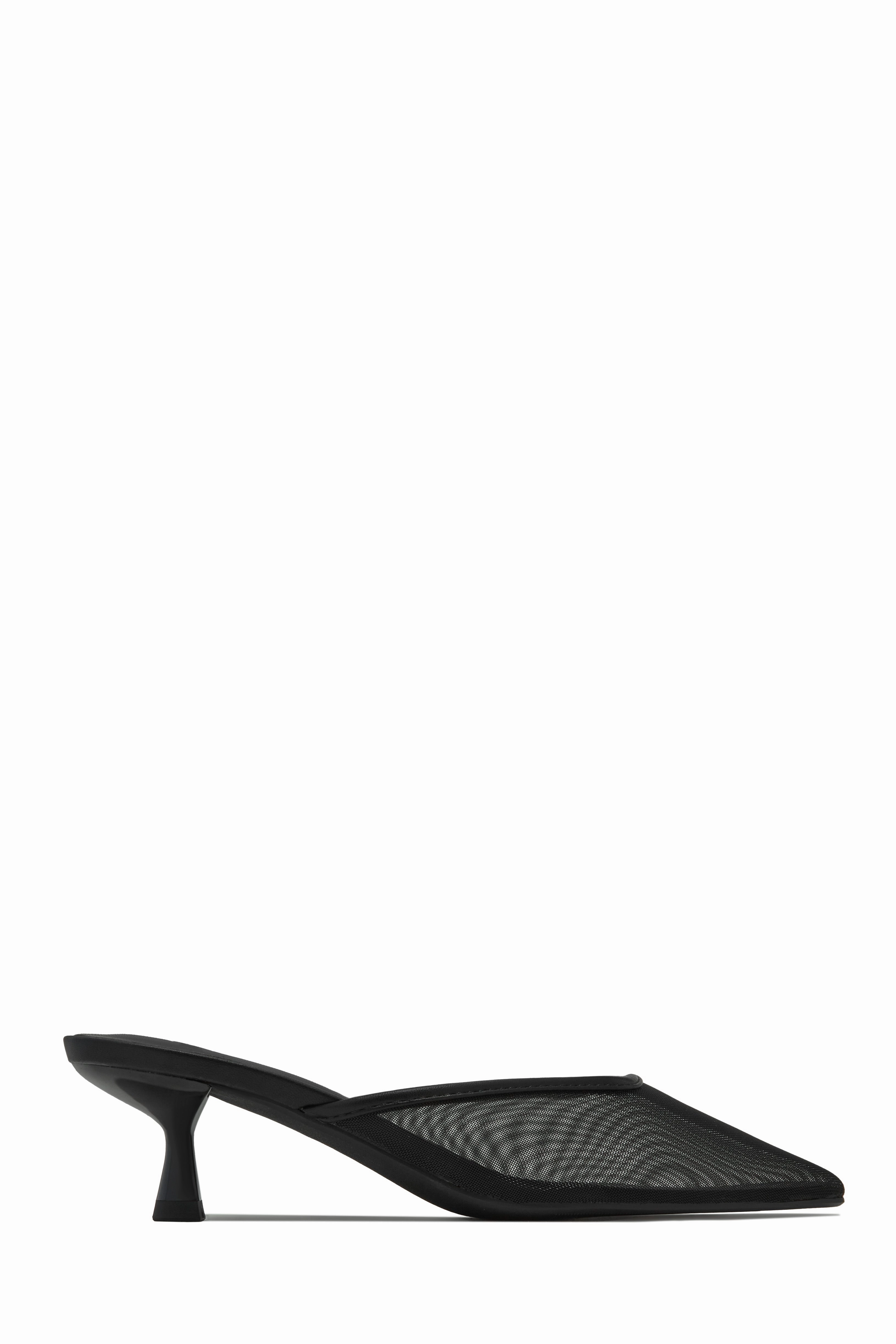 Brienne Mid Heel Mule Pumps - Black