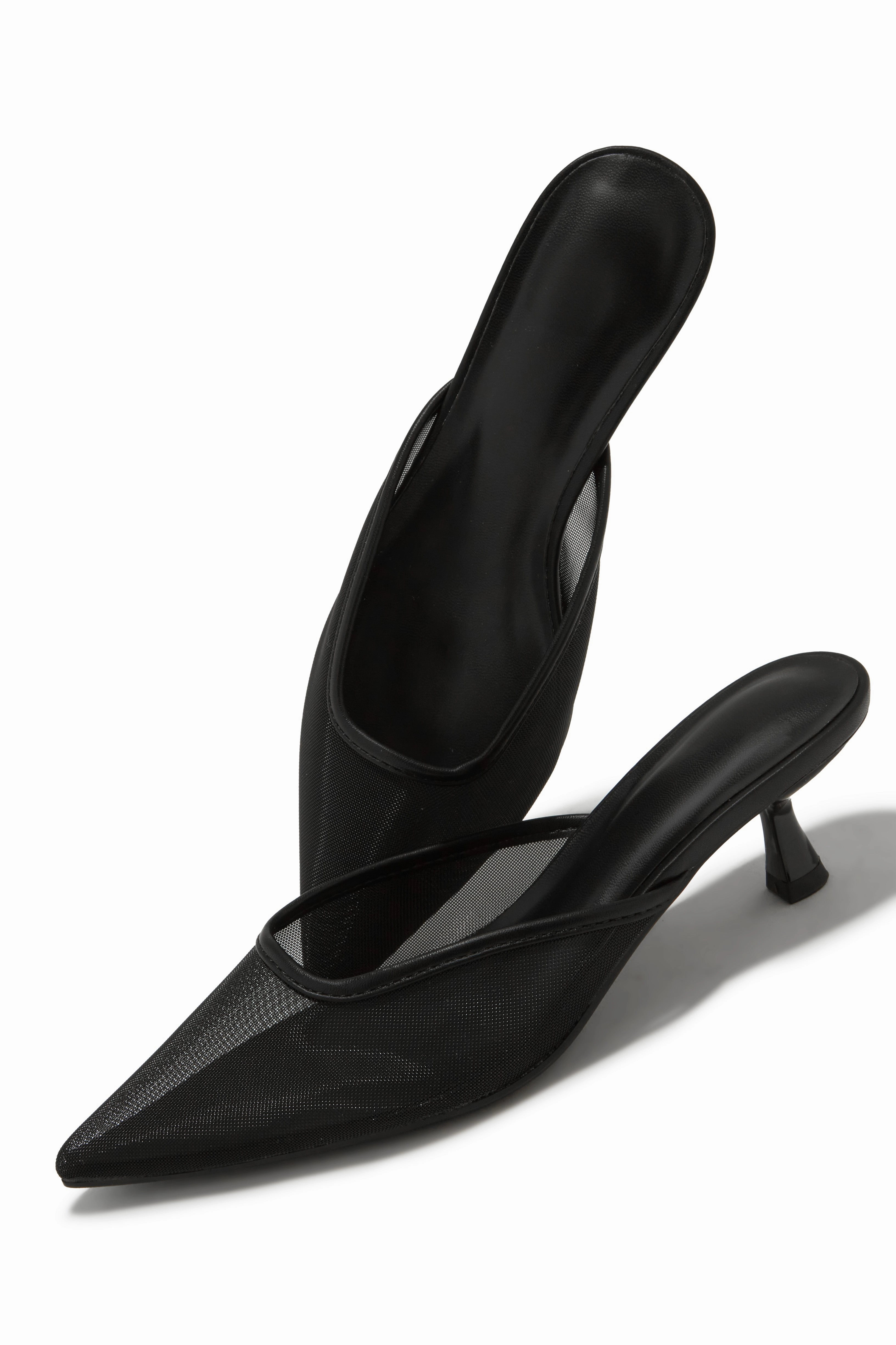 Brienne Mid Heel Mule Pumps - Black