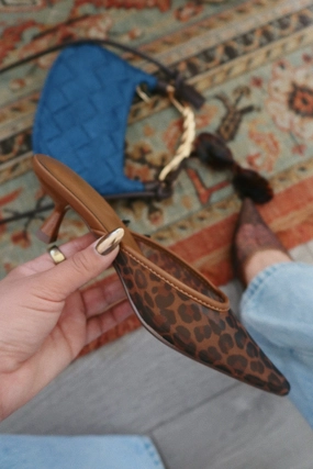 Brienne Mid Heel Mule Pumps - Leopard