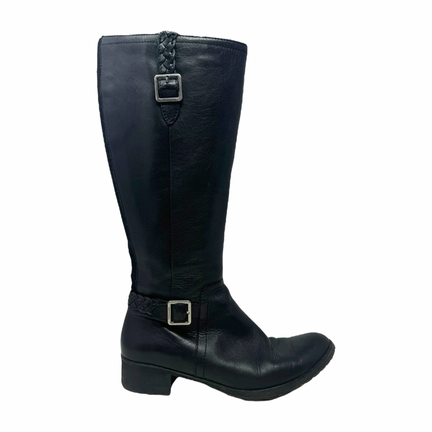 Buckle Stretch Boots Knee Flats By Aetrex In Black, Size: 8.5