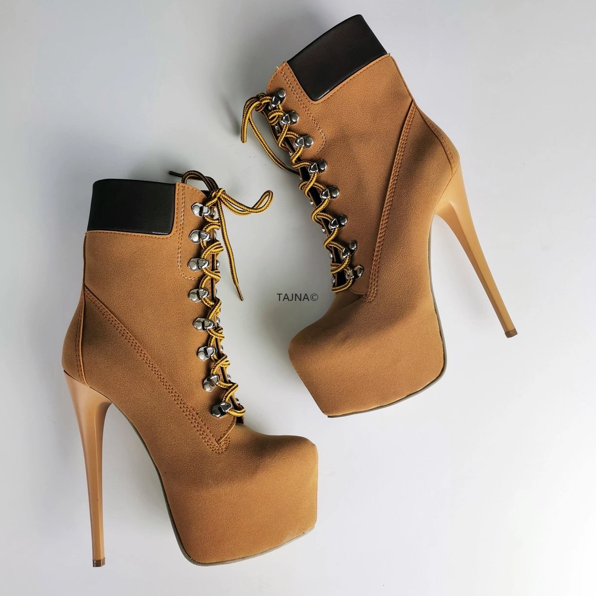 Camel Lace Up Platform Boots