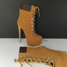 Camel Lace Up Platform Boots