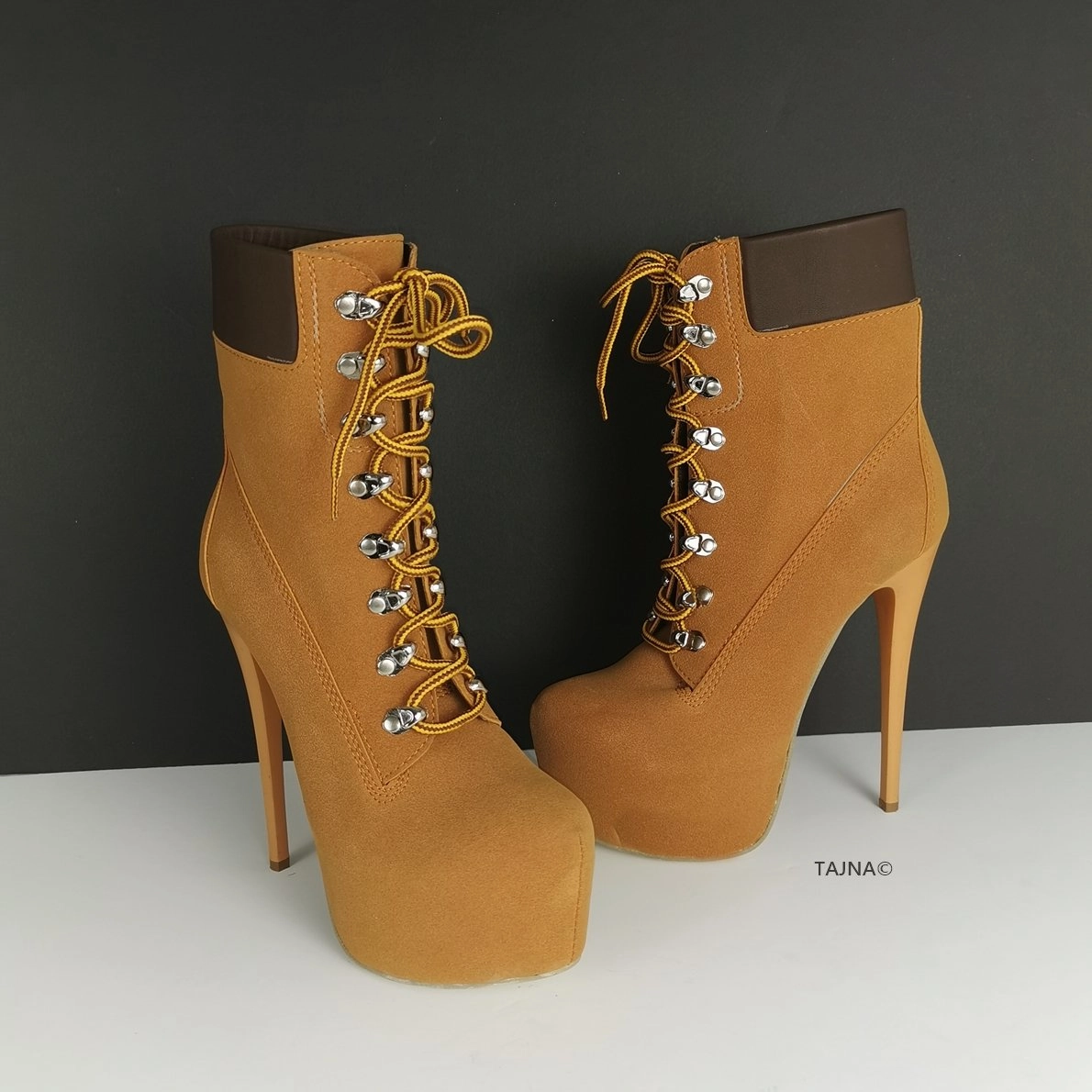 Camel Lace Up Platform Boots