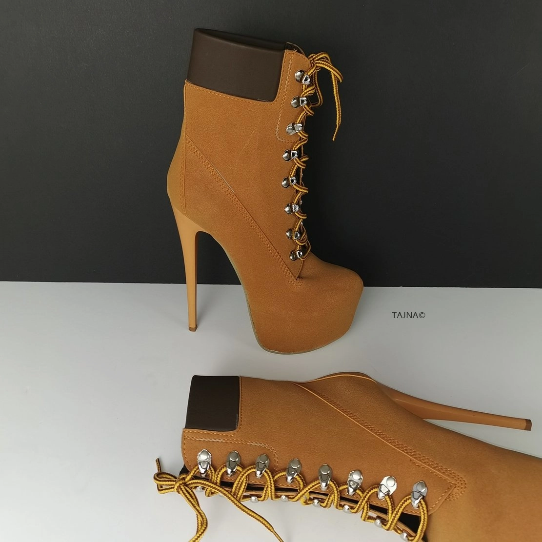 Camel Lace Up Platform Boots
