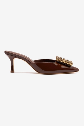 Chloe Gosselin by Larroudé Ava Mule In Brown Patent Leather