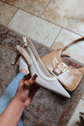 Chloey Slingback Mid Heel Pumps - Ivory