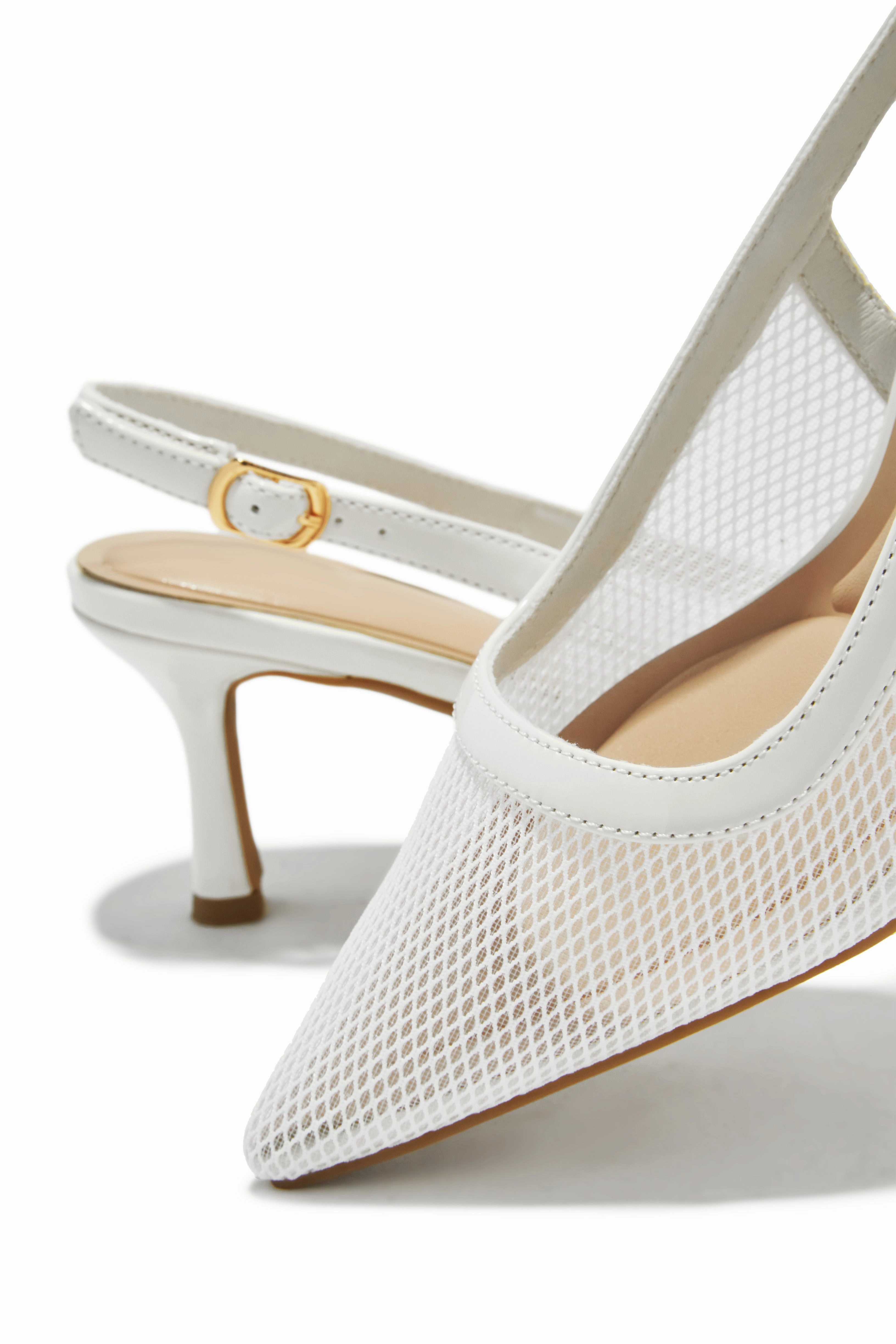 Chloey Slingback Mid Heel Pumps - Ivory
