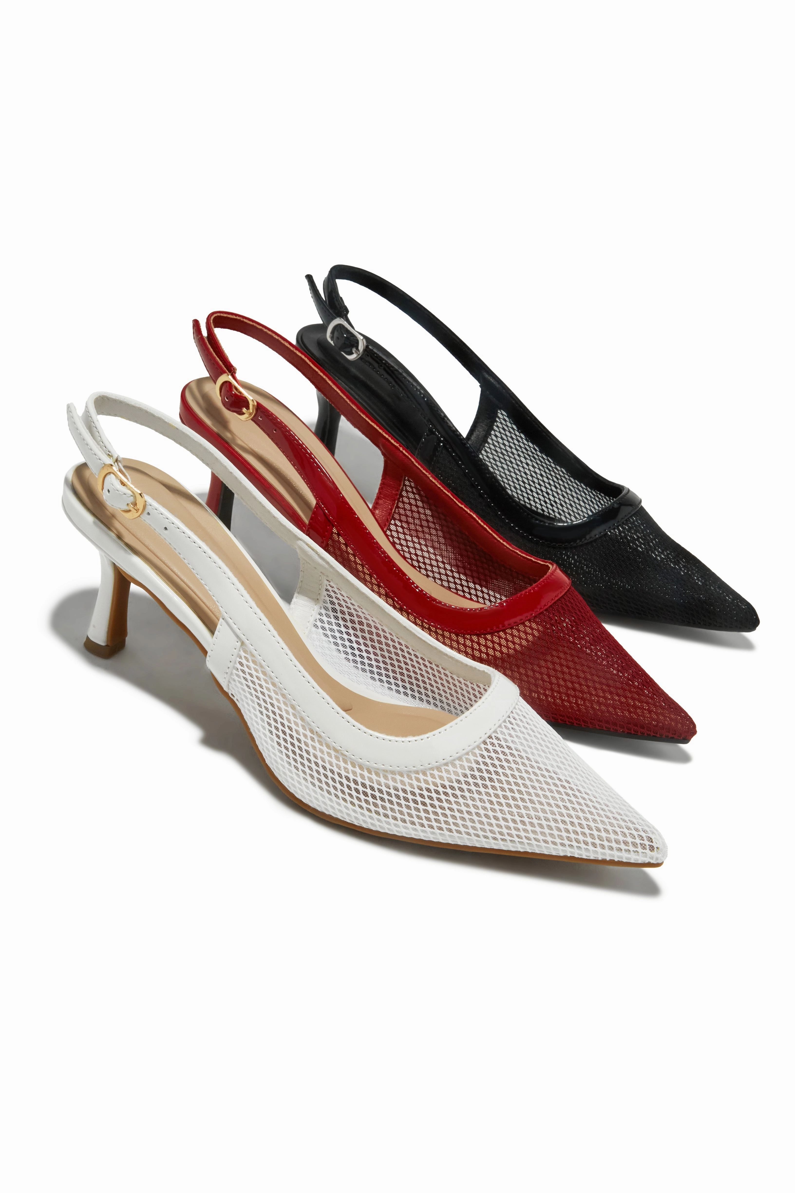 Chloey Slingback Mid Heel Pumps - Ivory