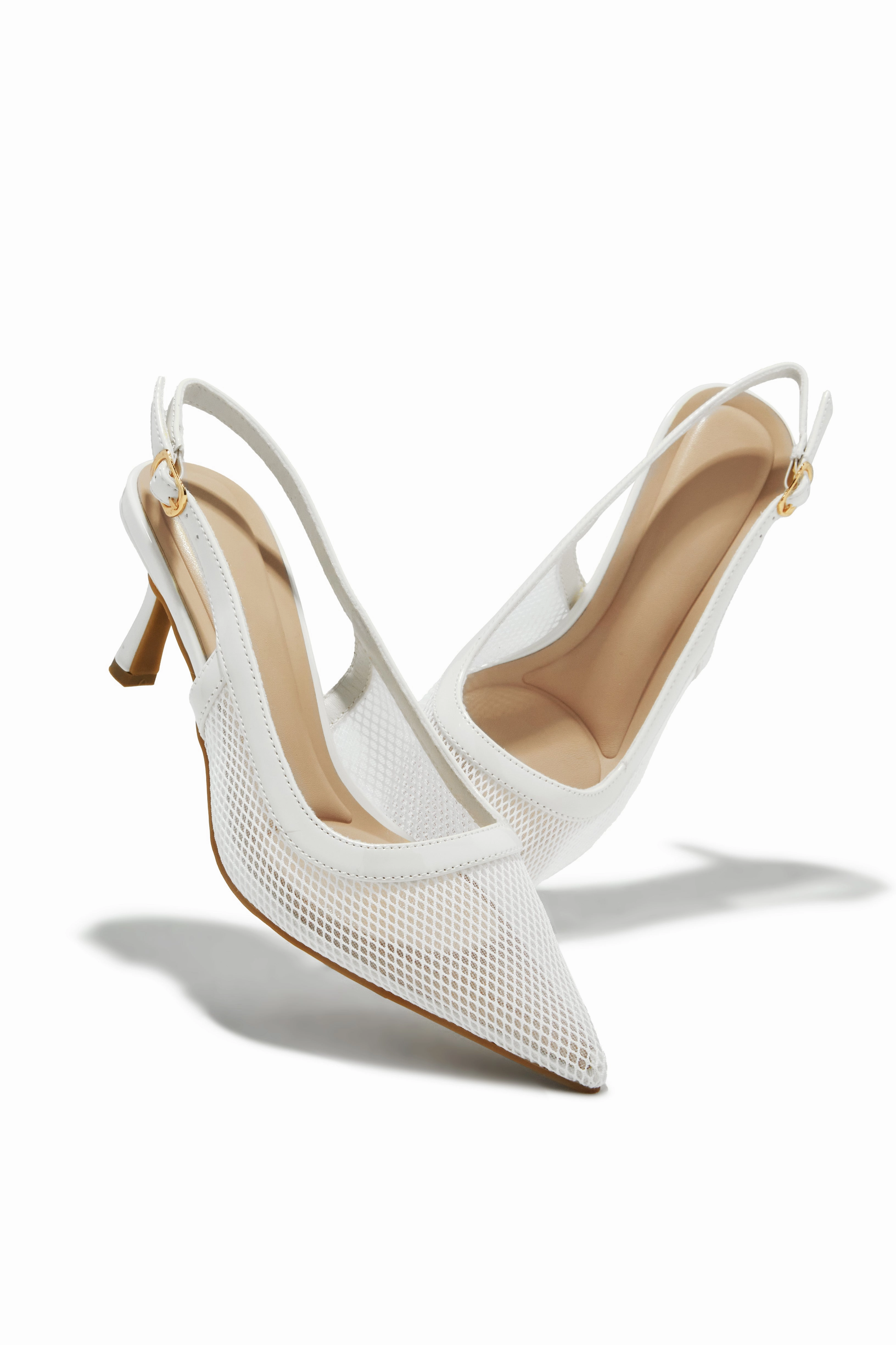 Chloey Slingback Mid Heel Pumps - Ivory