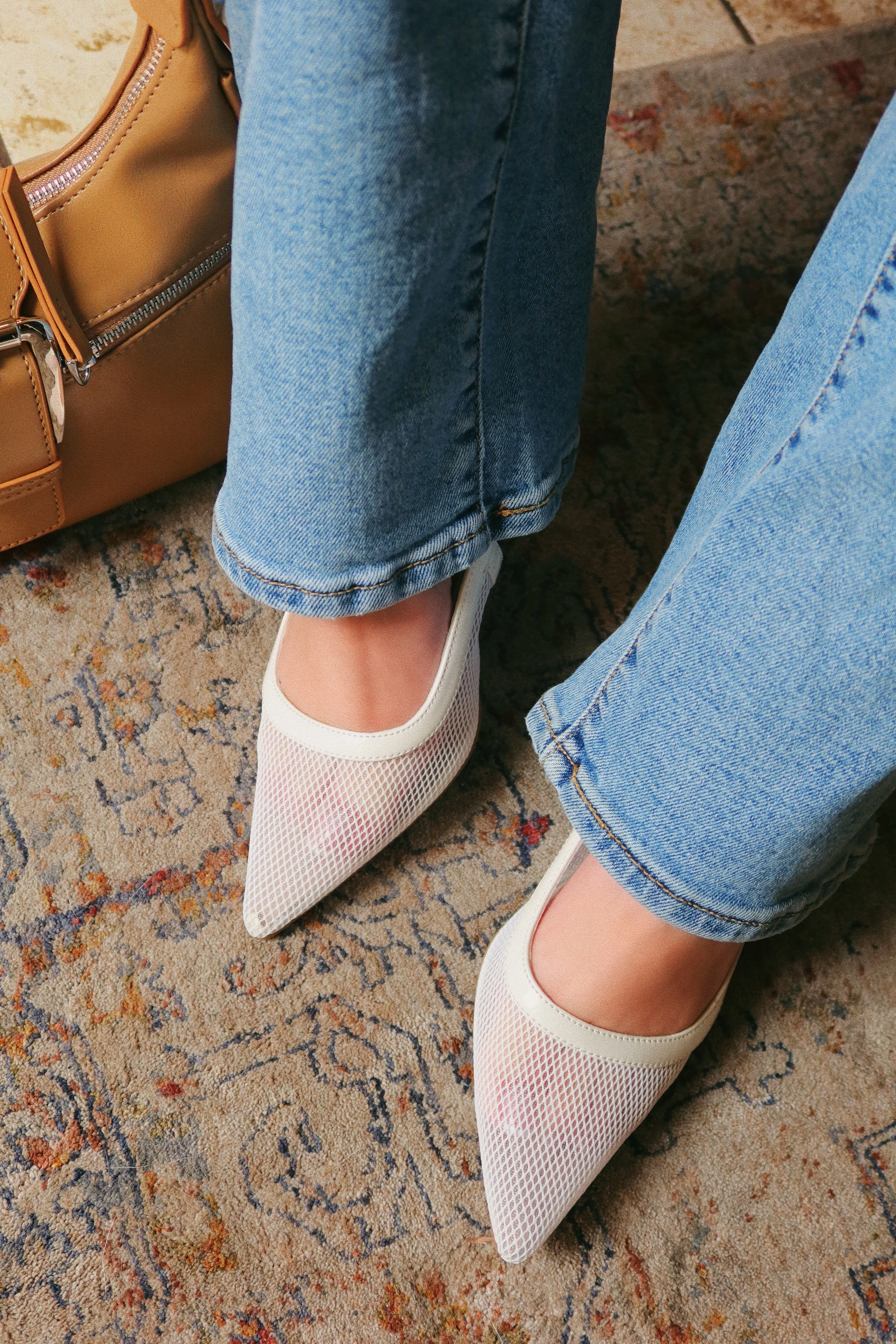 Chloey Slingback Mid Heel Pumps - Ivory