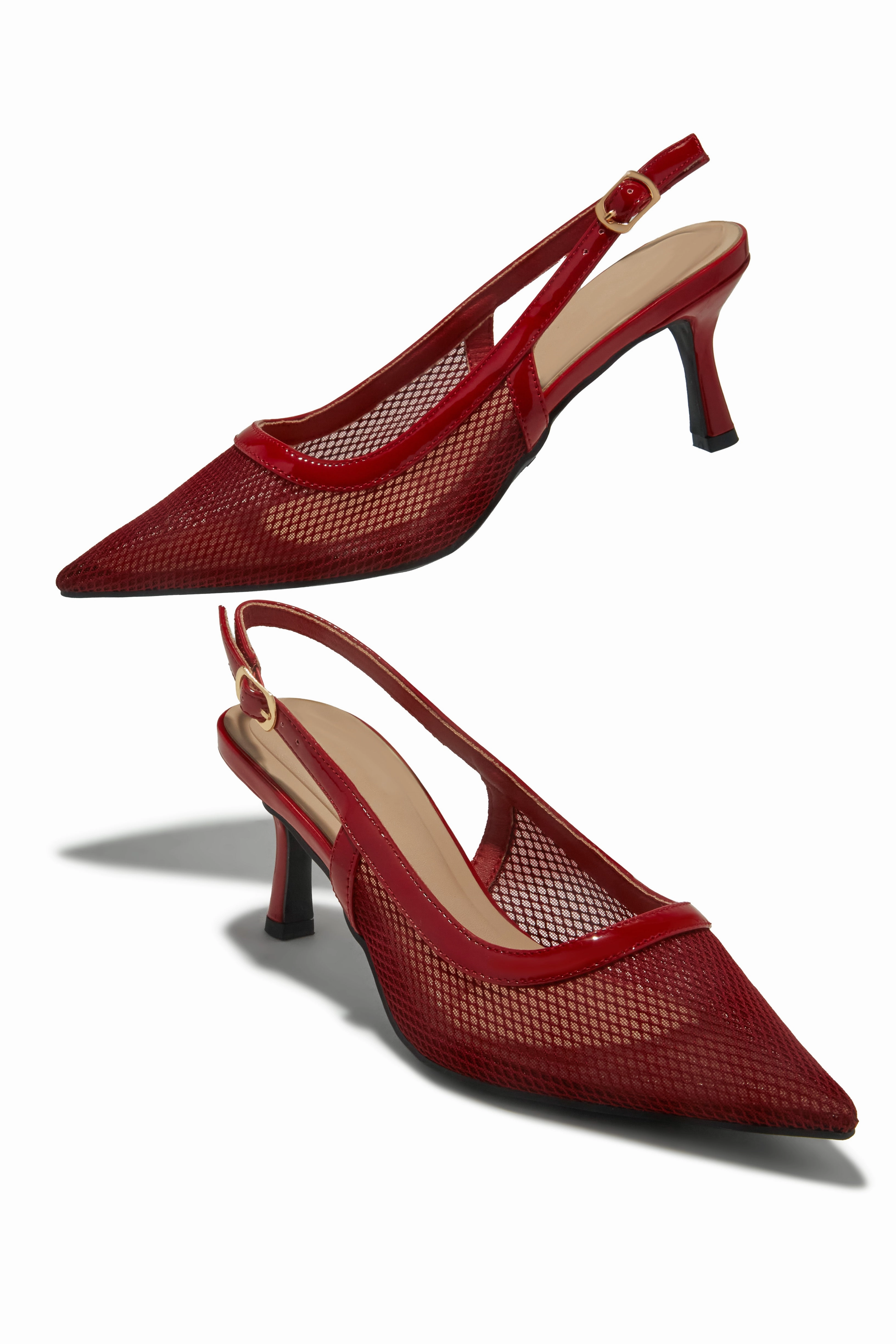 Chloey Slingback Mid Heel Pumps - Wine