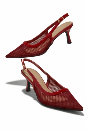 Chloey Slingback Mid Heel Pumps - Wine