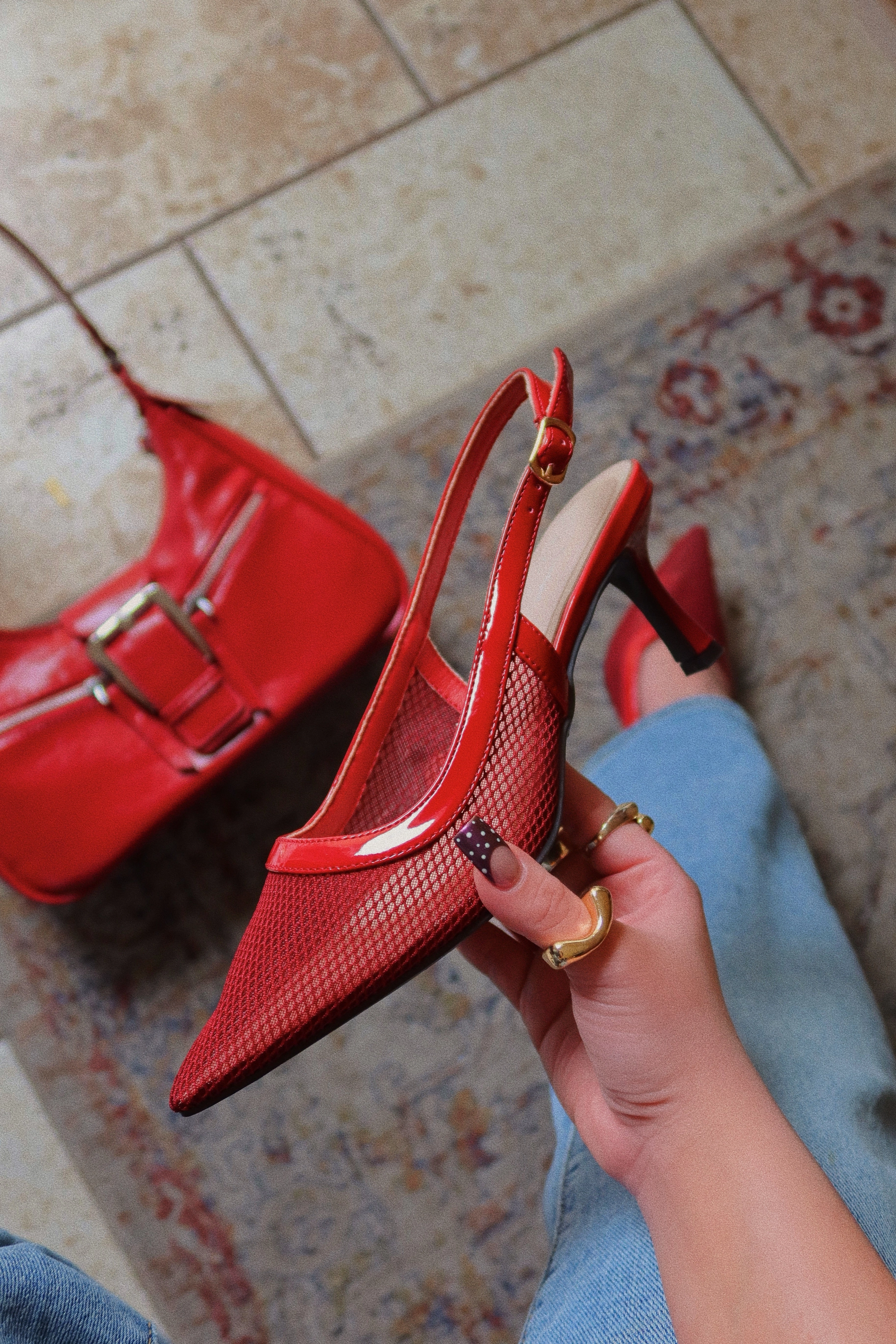 Chloey Slingback Mid Heel Pumps - Wine