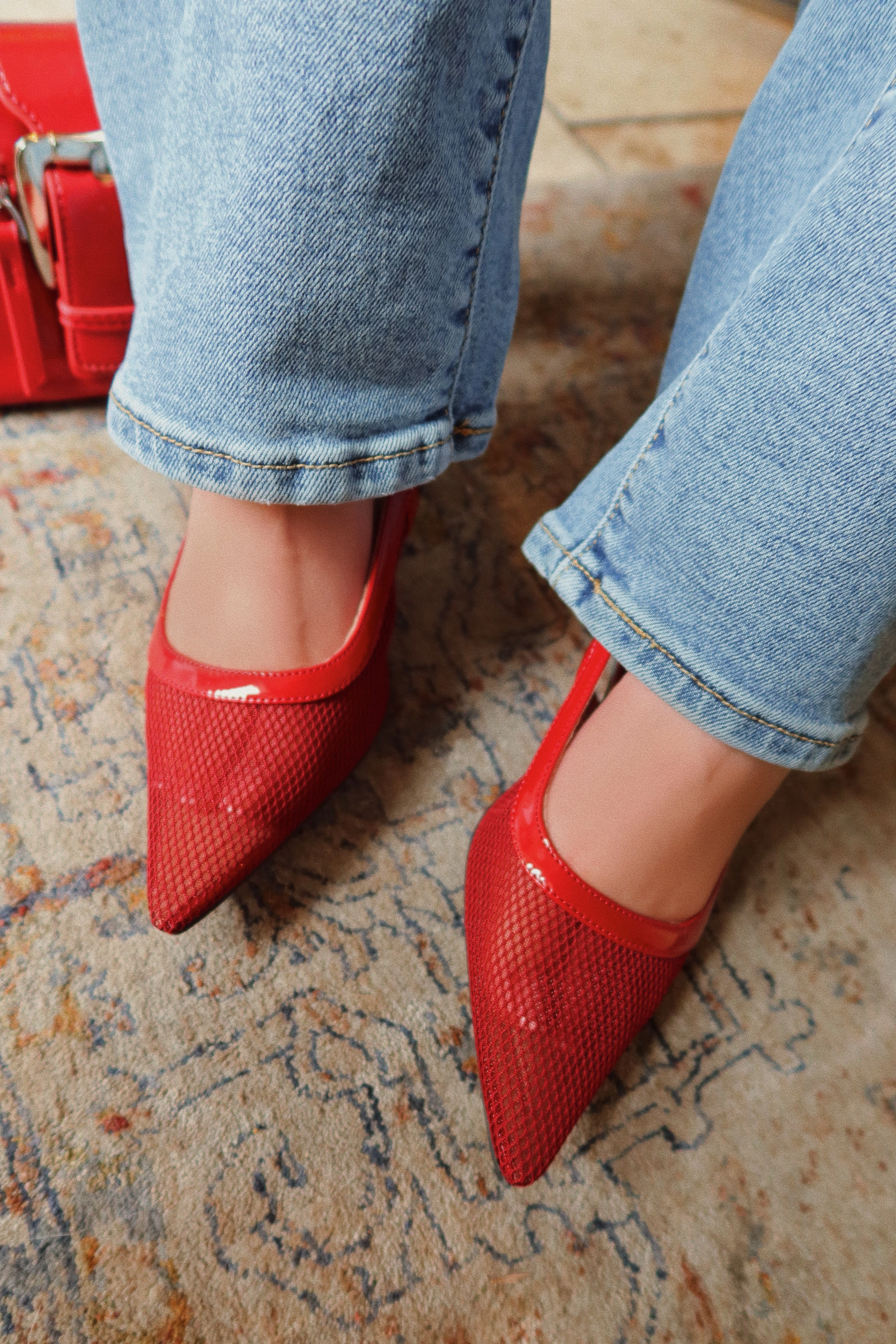 Chloey Slingback Mid Heel Pumps - Wine