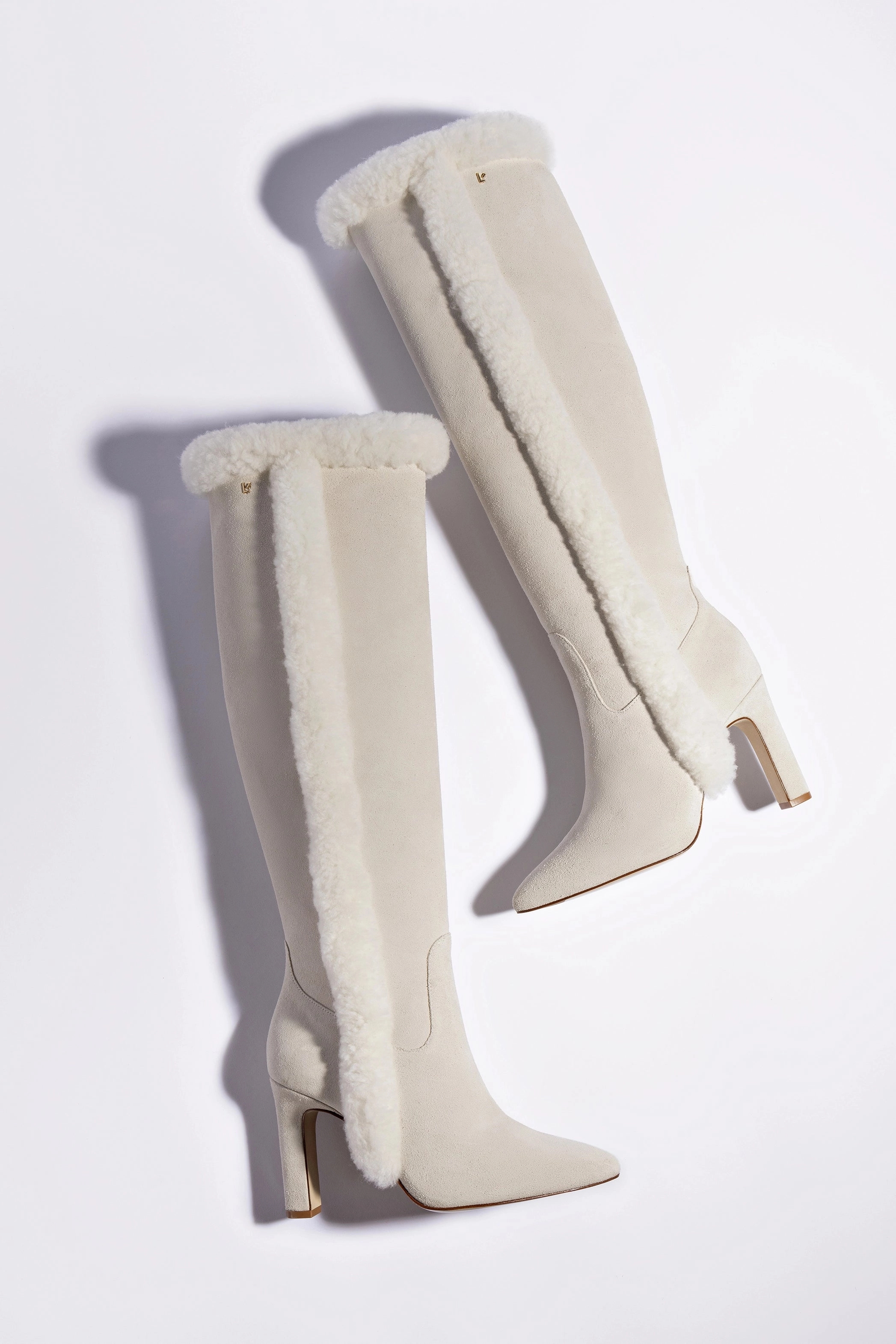 Cindy Hi Faux Fur Boot In Grey Mushroom Suede and Natural Shearling