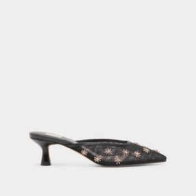 CLARA WIDE HEELS BLACK MESH