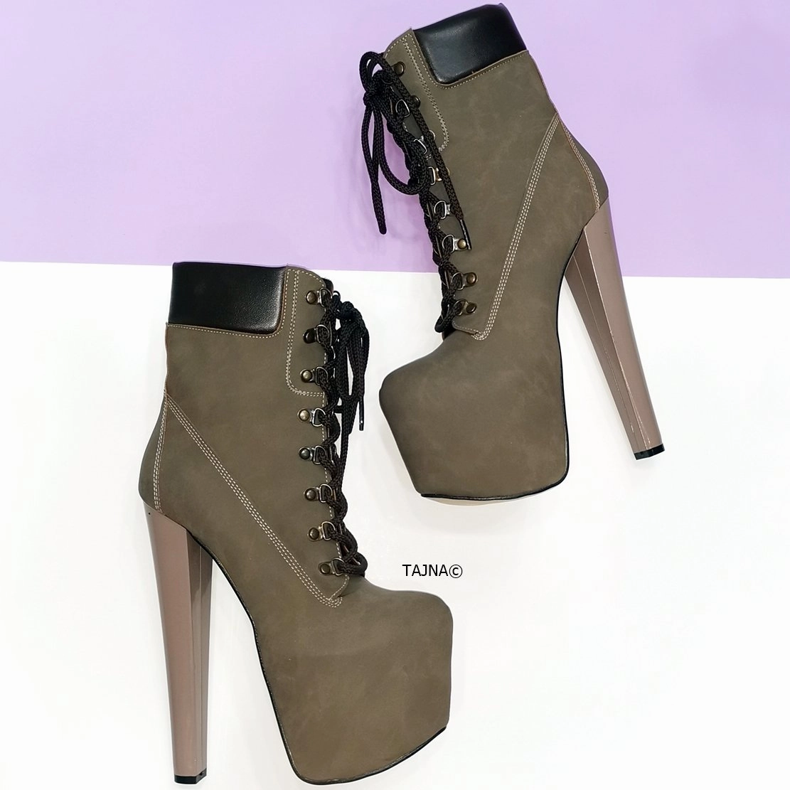 Dark Sand Lace Up Timber Platform Boots