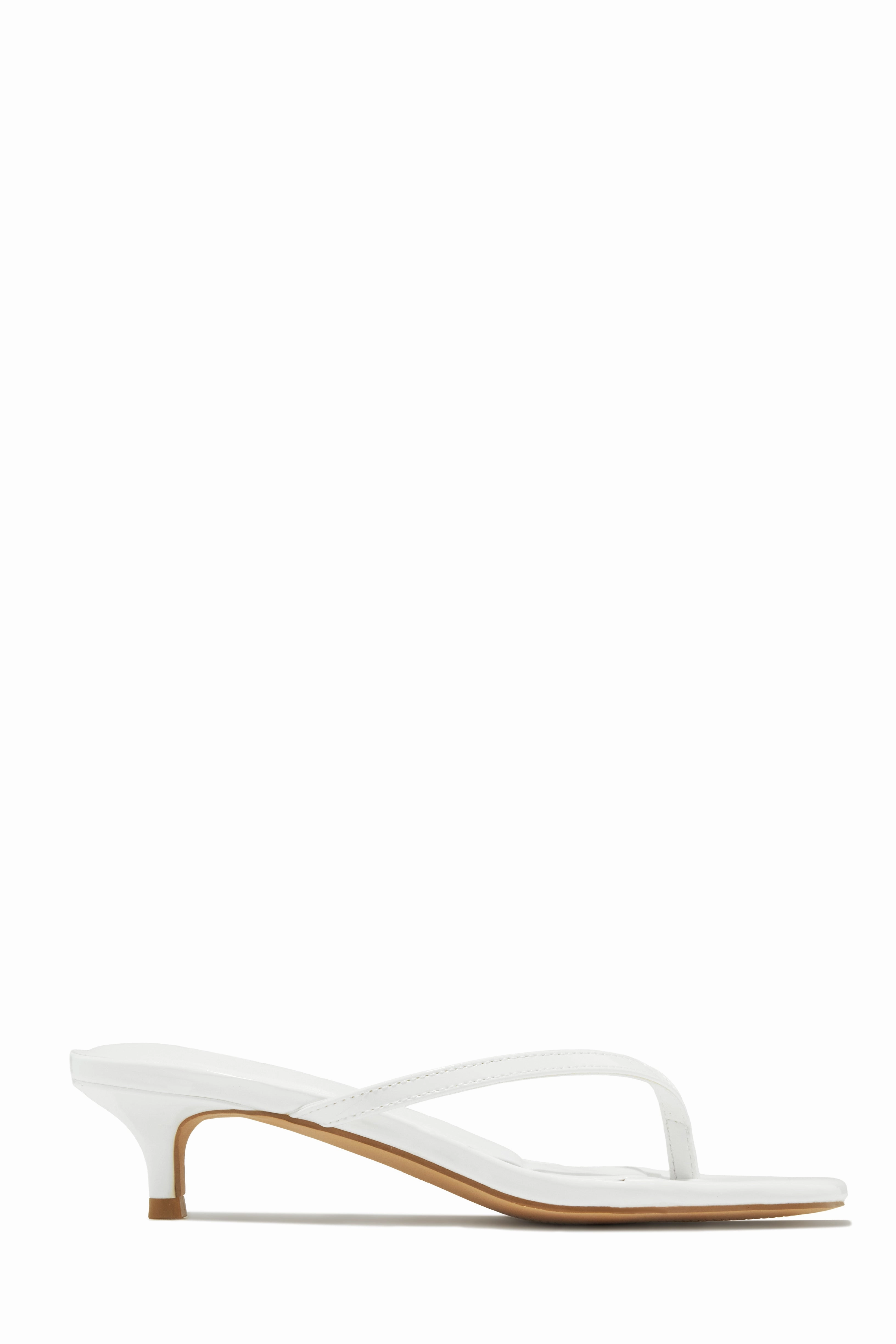Dinorah Thong Strap Kitten Heel Sandals - White