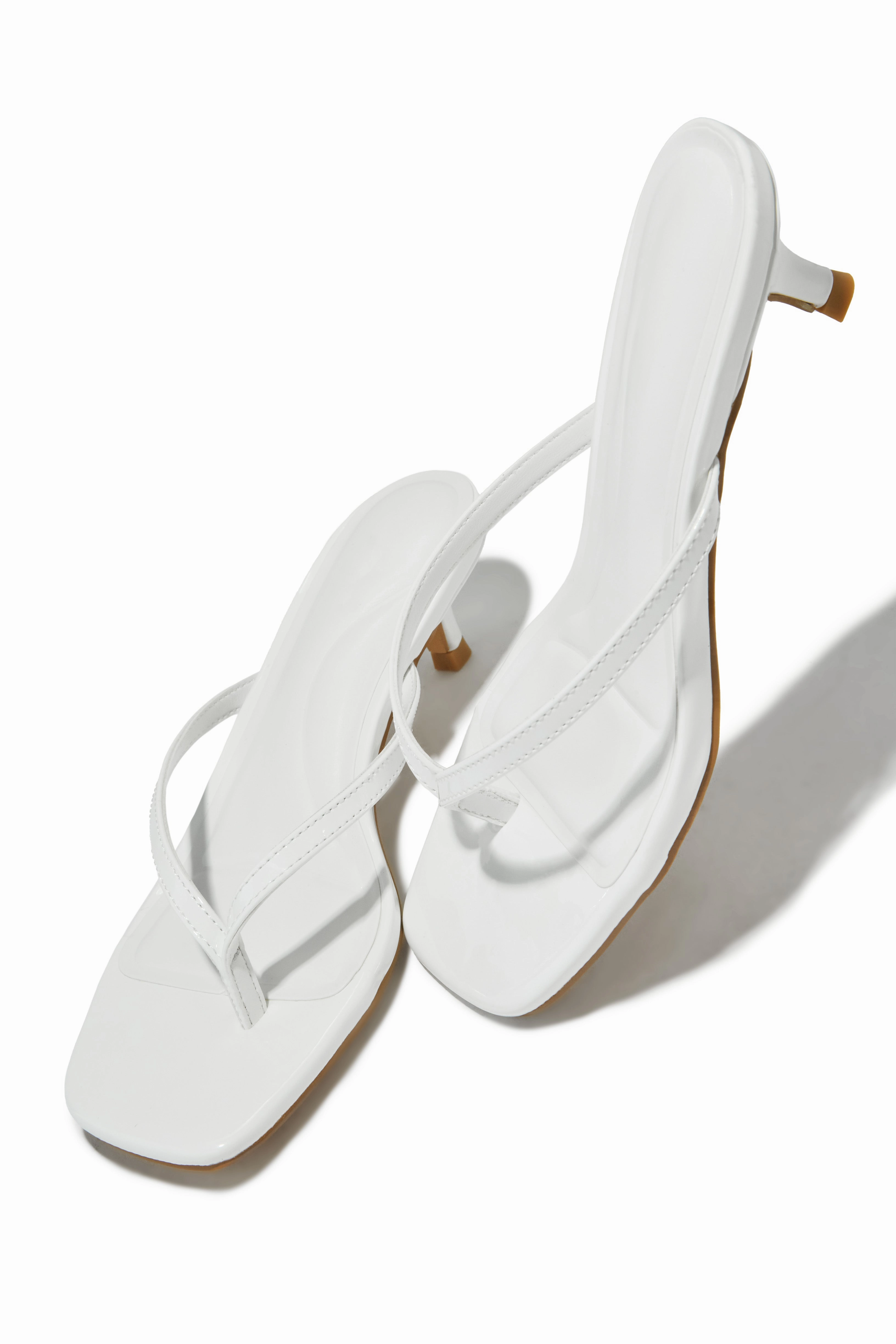 Dinorah Thong Strap Kitten Heel Sandals - White