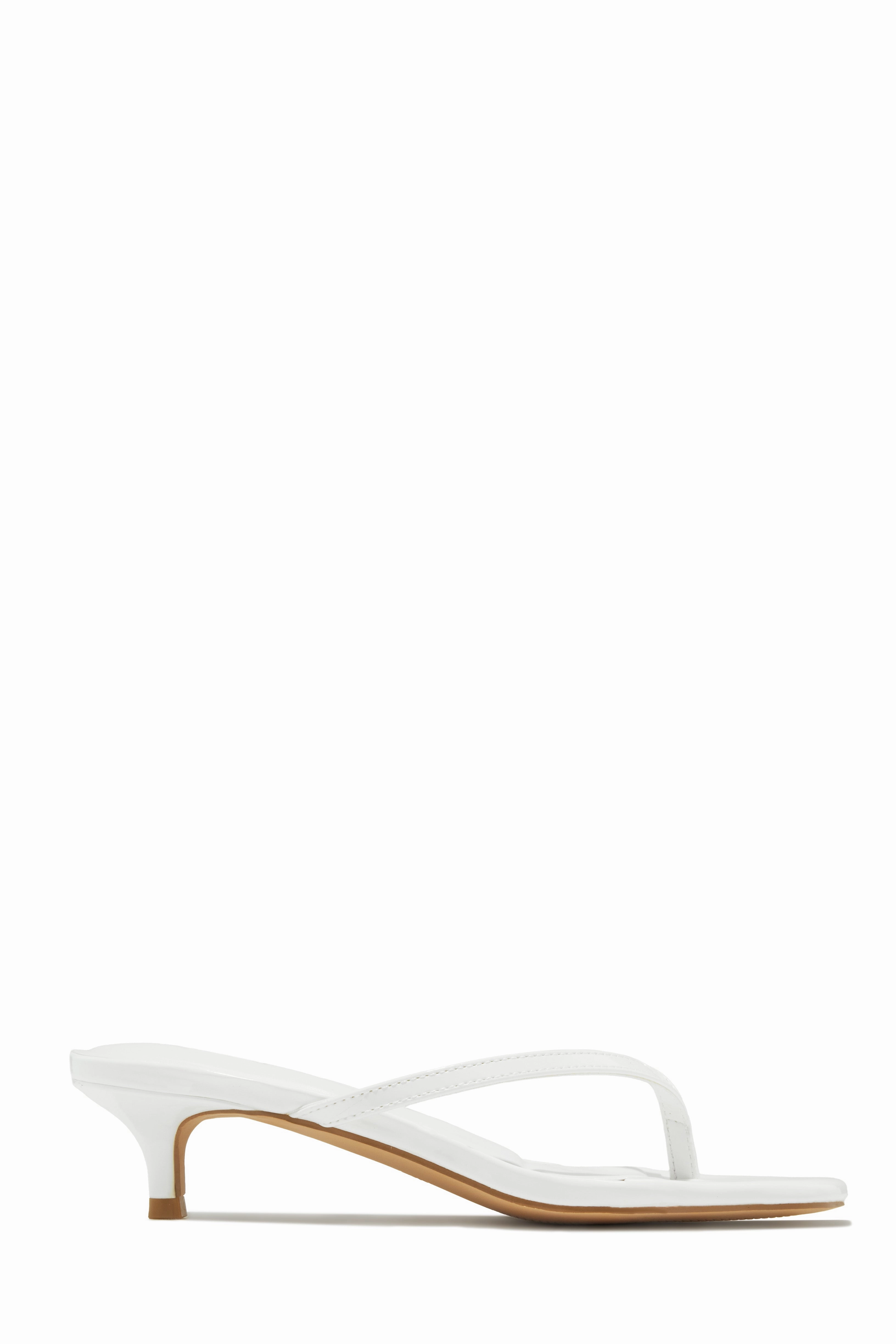 Dinorah Thong Strap Kitten Heel Sandals - White
