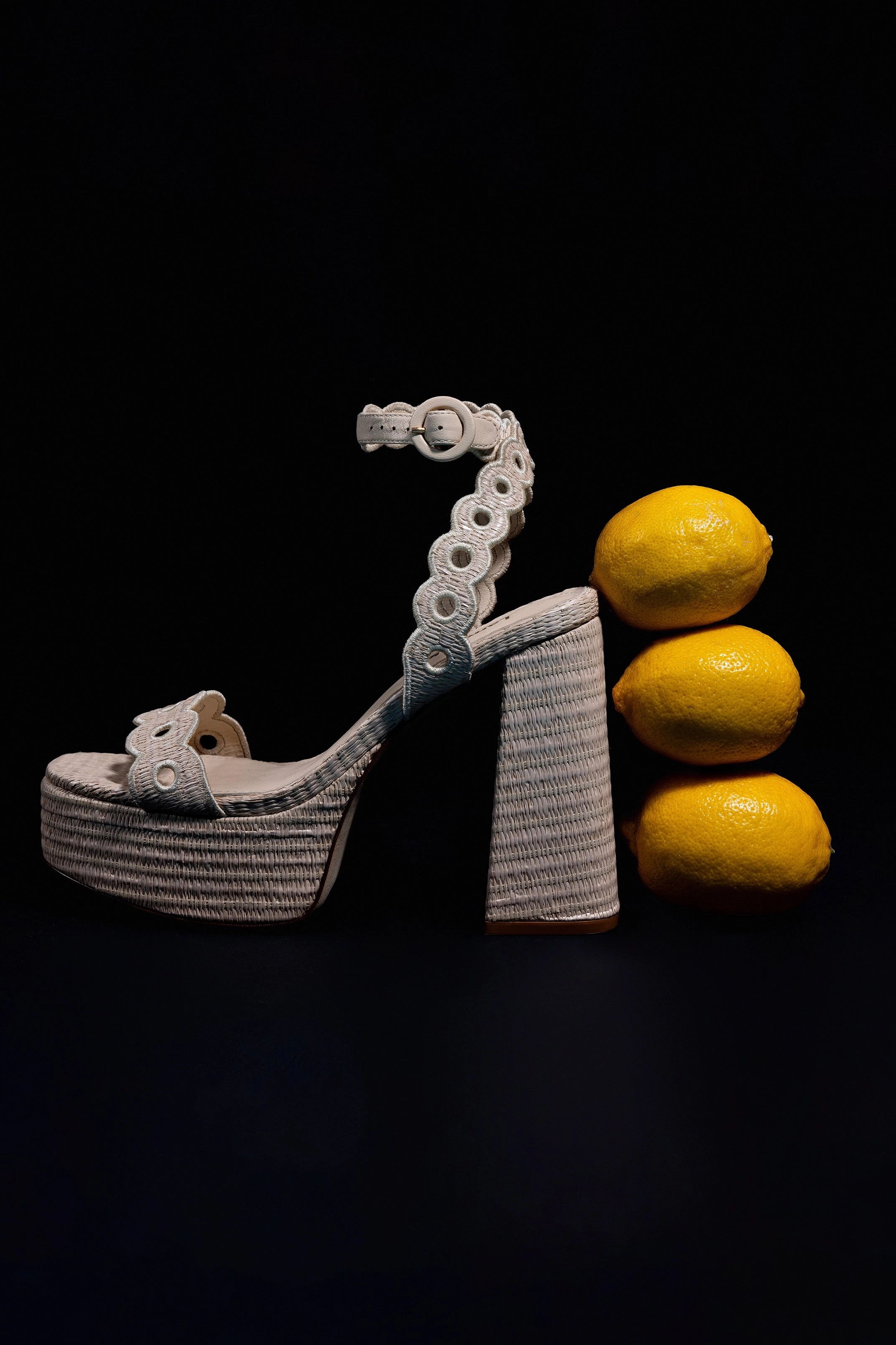 Dolly Broderie Sandal In Natural Raffia
