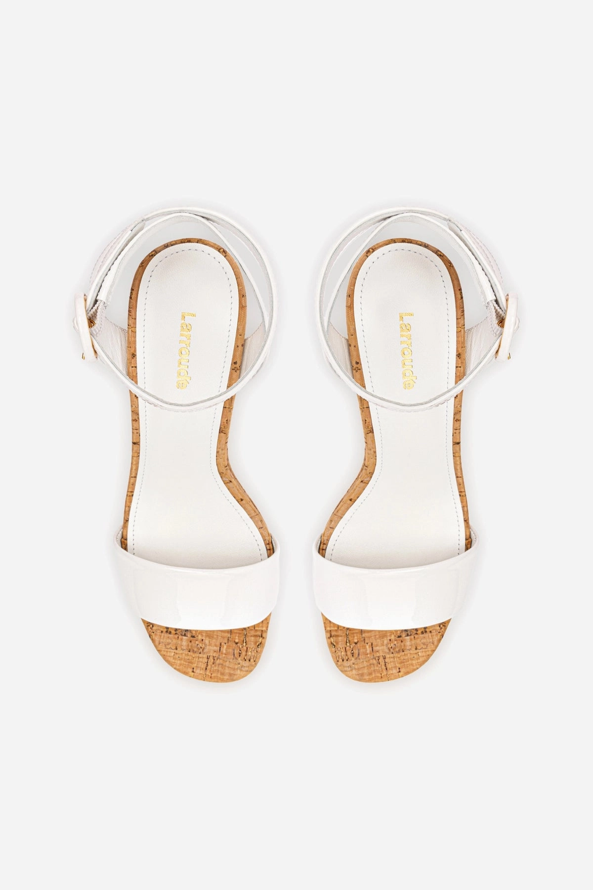 Dolly Sandal In White Patent Leather and Natural Cork