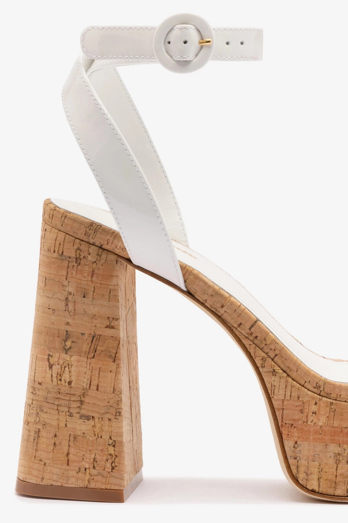 Dolly Sandal In White Patent Leather and Natural Cork