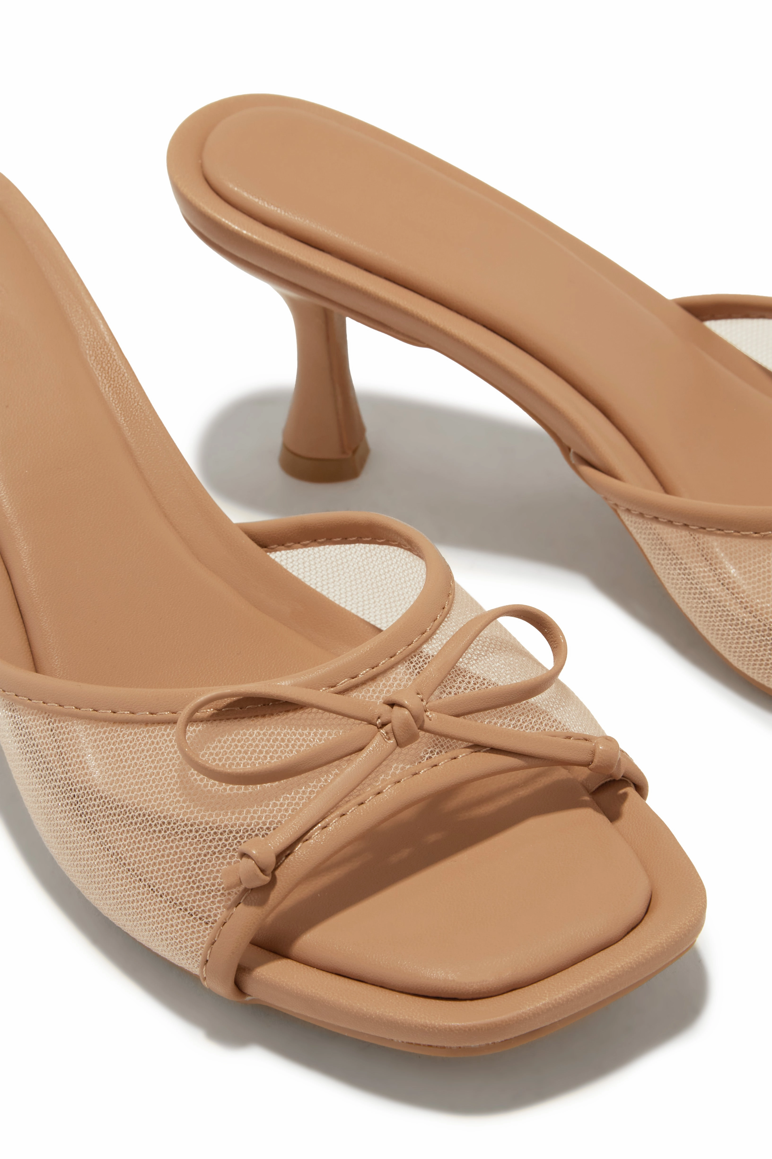 Eliza Mid Heel Mules - Nude