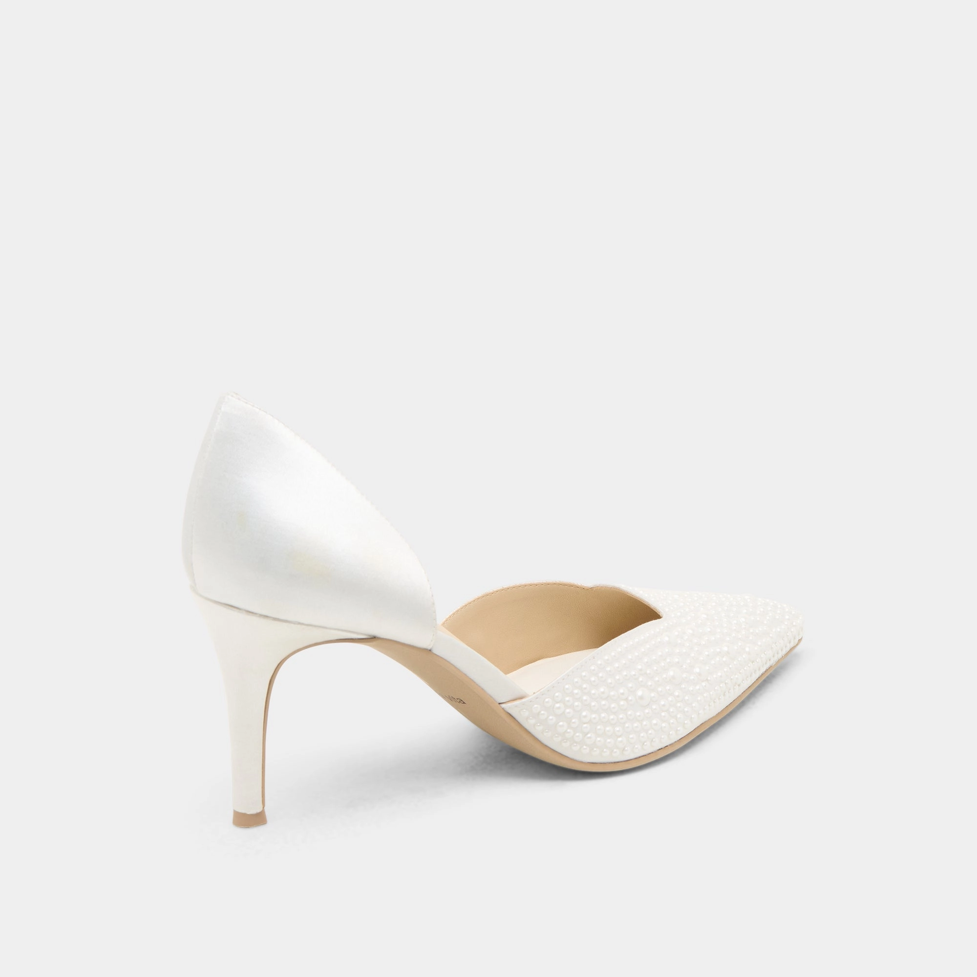 ELOY PEARL HEELS TRUE WHITE SATIN