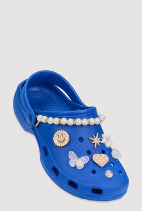 Faux Pearl Rhinestone Charm Slingback Clogs