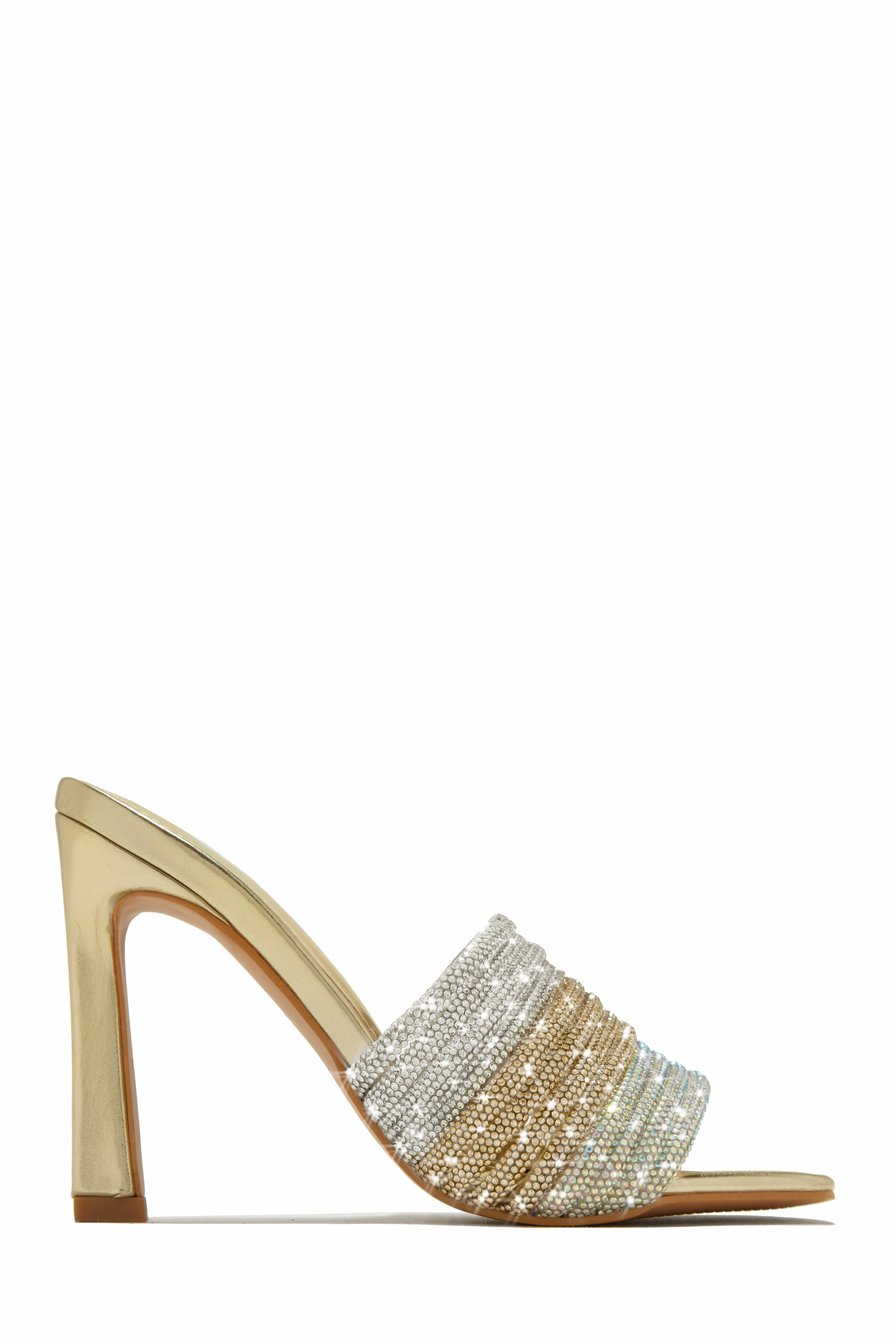 Feeling Myself Embellished High Heel Mules - Silver