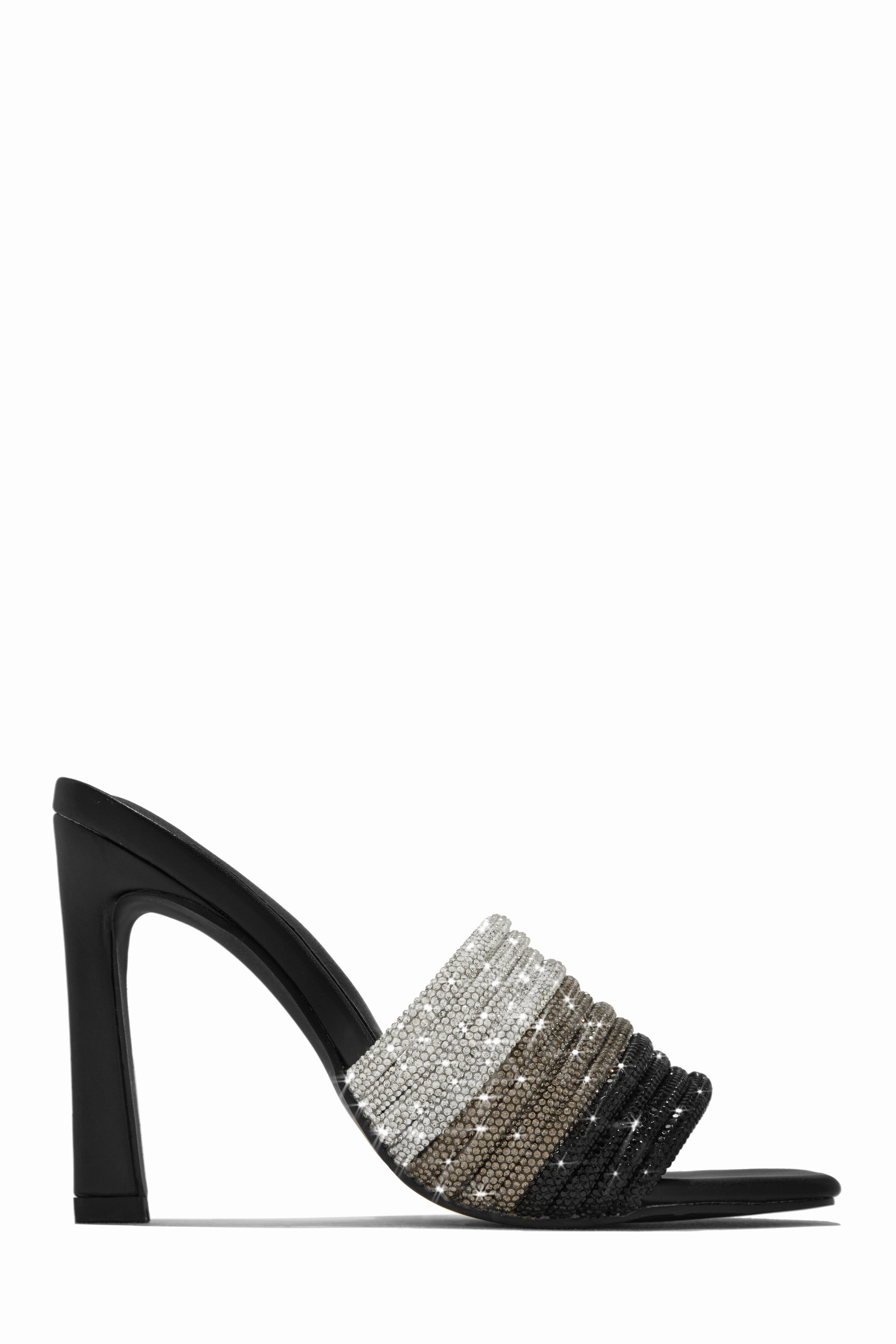 Feeling Myself Embellished High Heel Mules - Silver