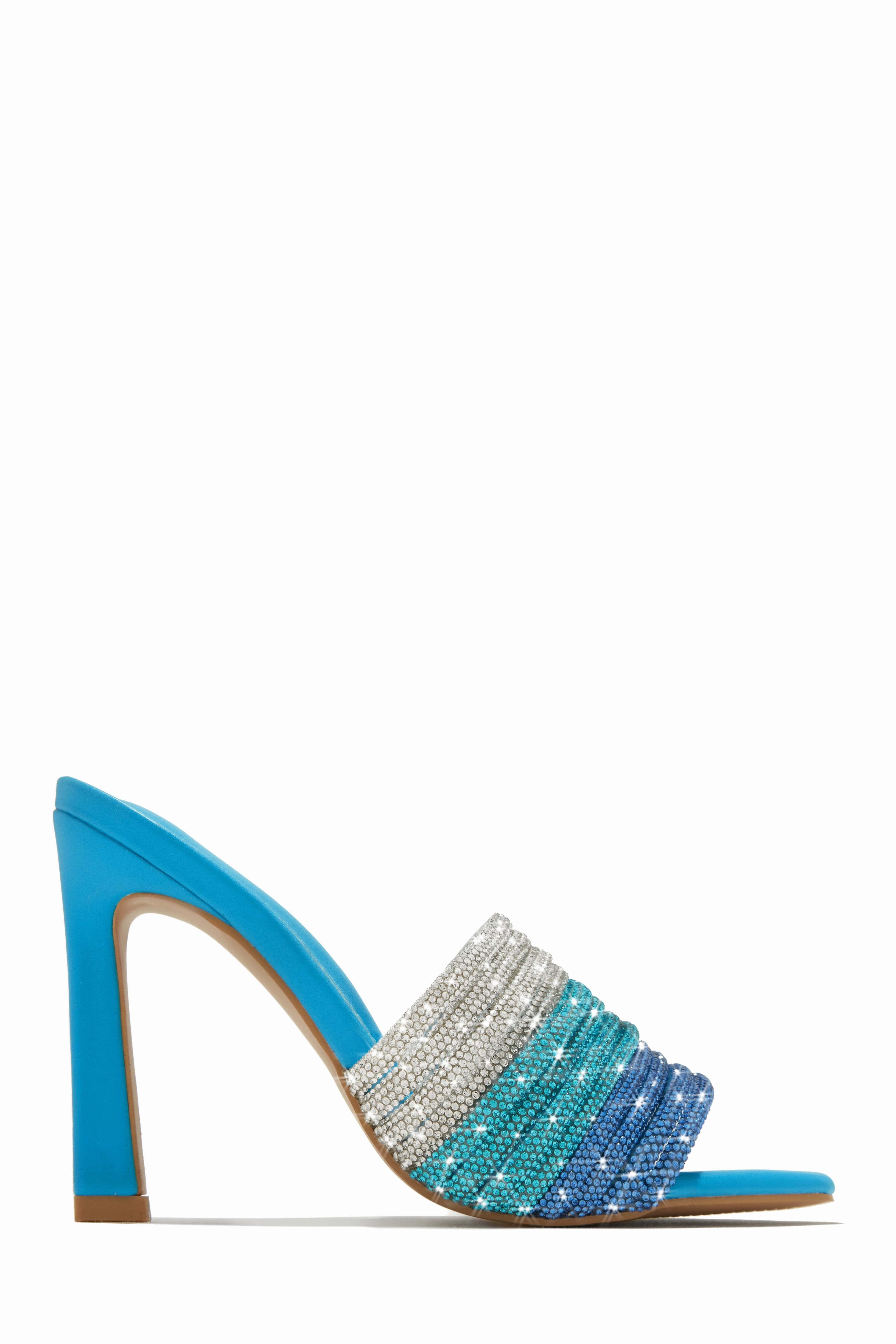 Feeling Myself Embellished High Heel Mules - Silver